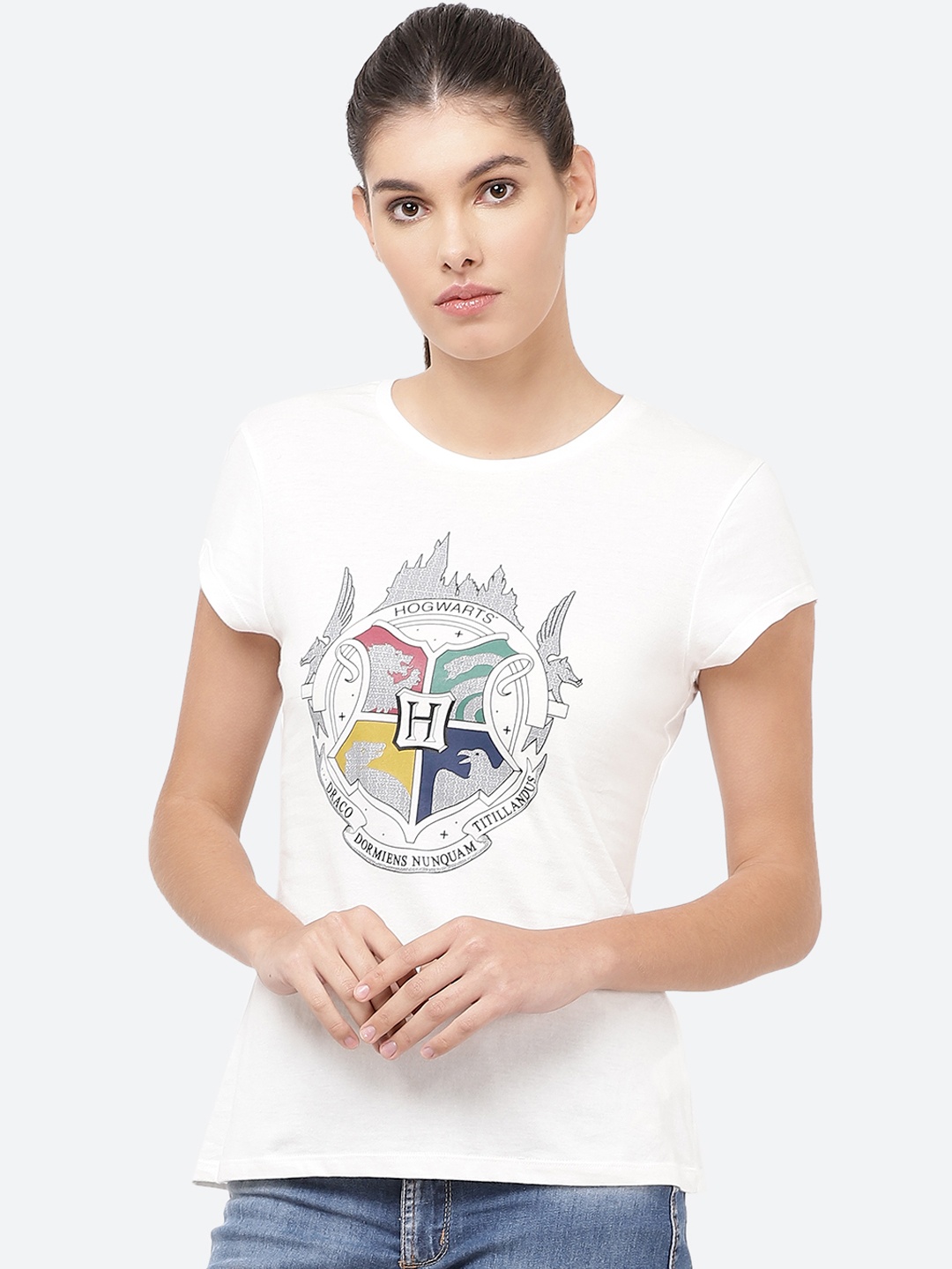 

Free Authority Women Off White Harry Potter Print Tshirt
