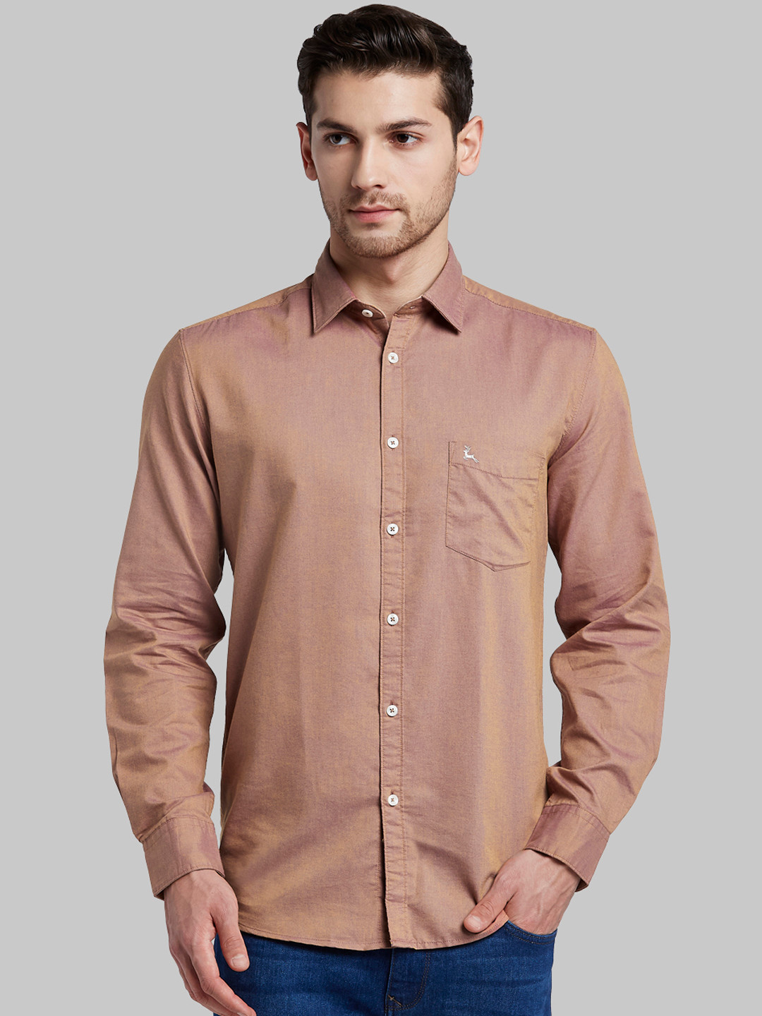 

Parx Men Beige Slim Fit Solid Casual Shirt