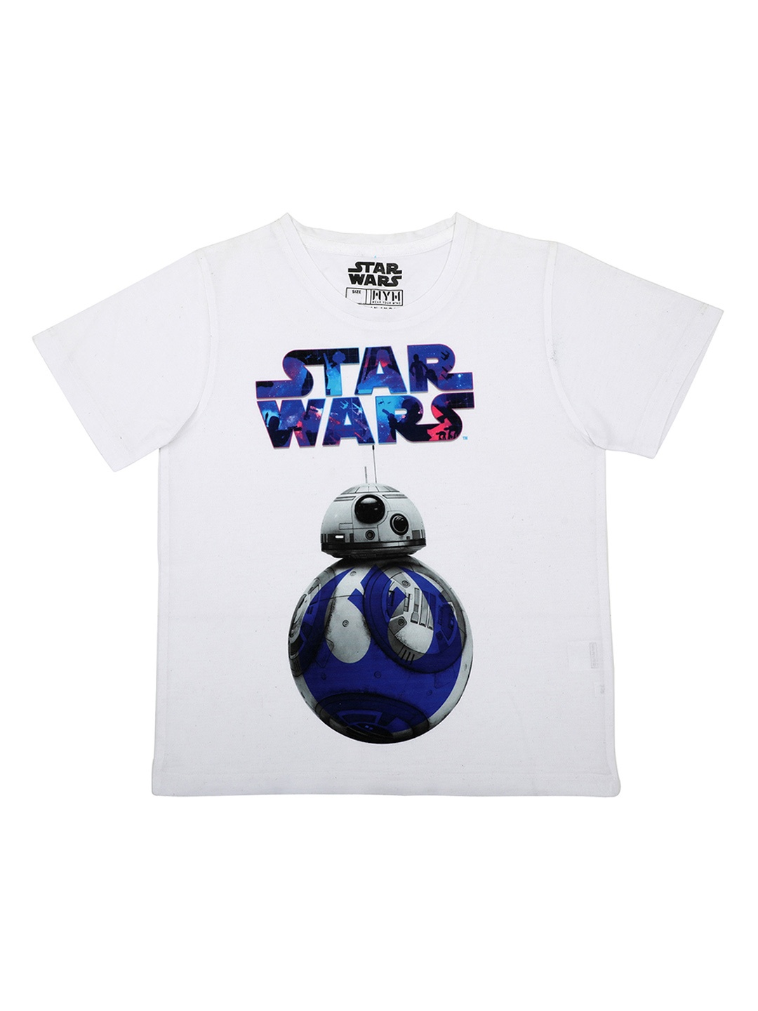 

YK Star Wars Boys White BB-8 Printed Round Neck T-shirt