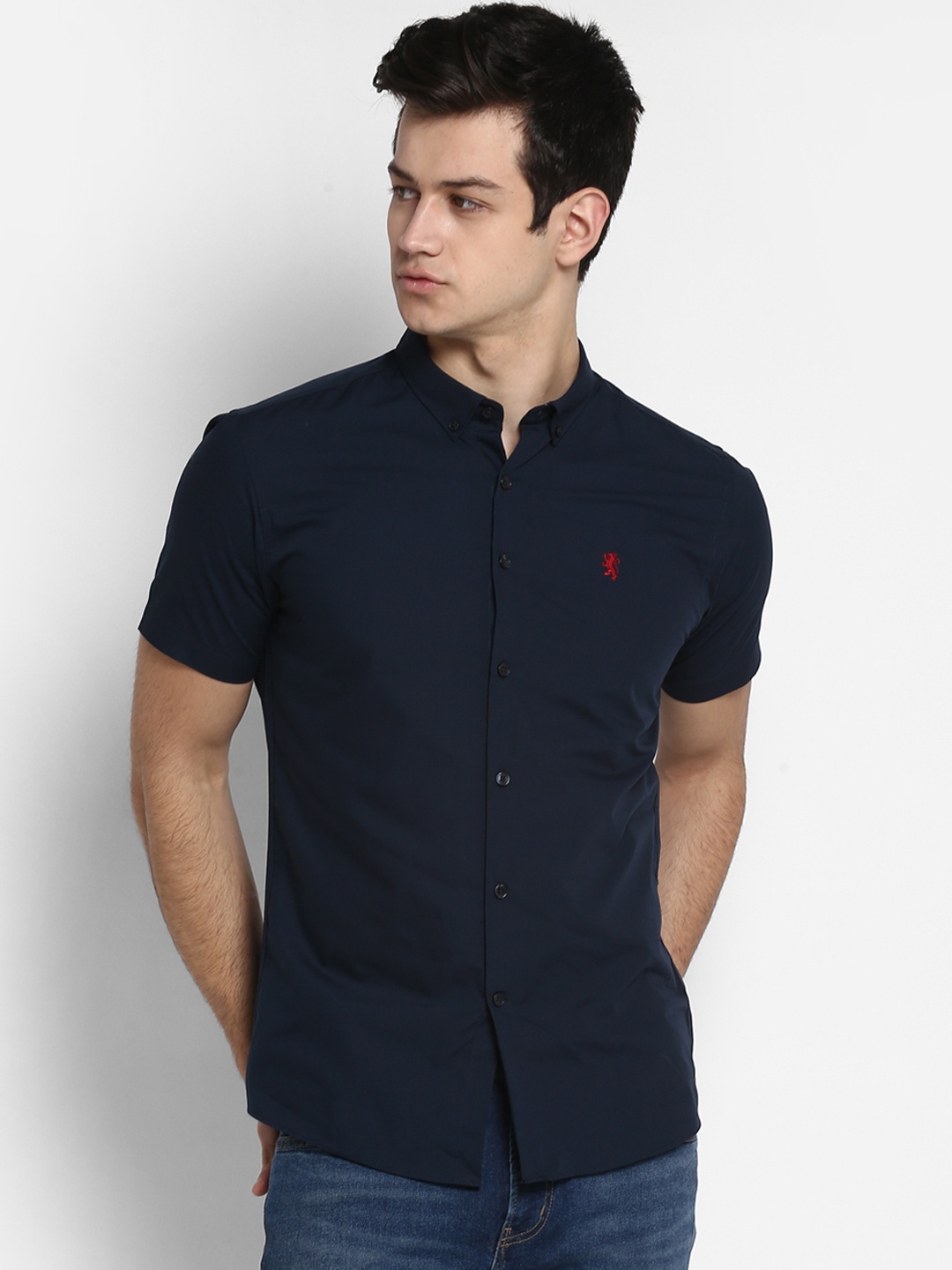 

Red Tape Men Navy Blue Regular Fit Solid Casual Shirt