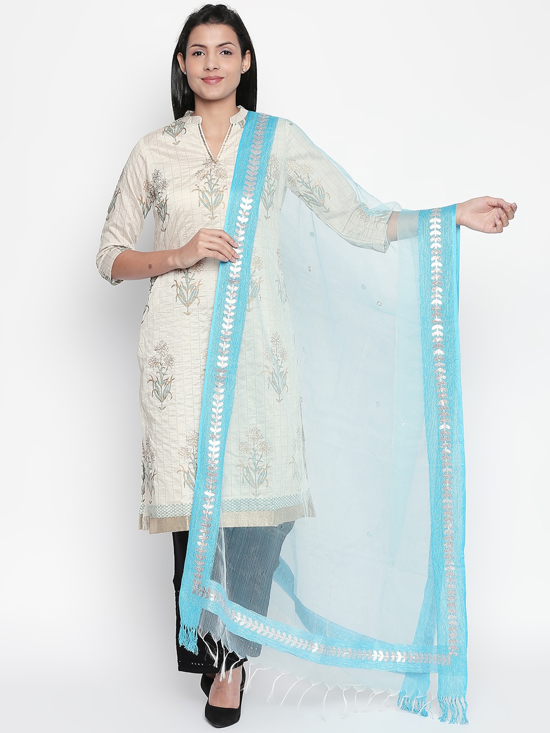 

RANGMANCH BY PANTALOONS Women Blue Solid Dupatta