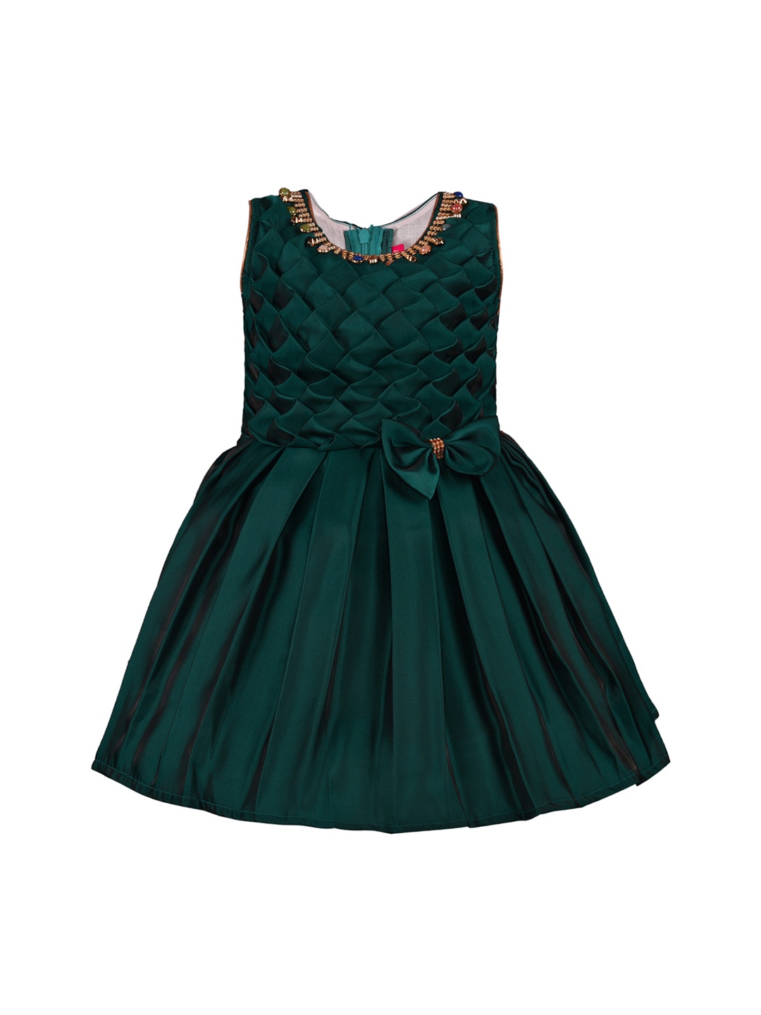 

Wish Karo Girls Green Solid Fit and Flare Dress