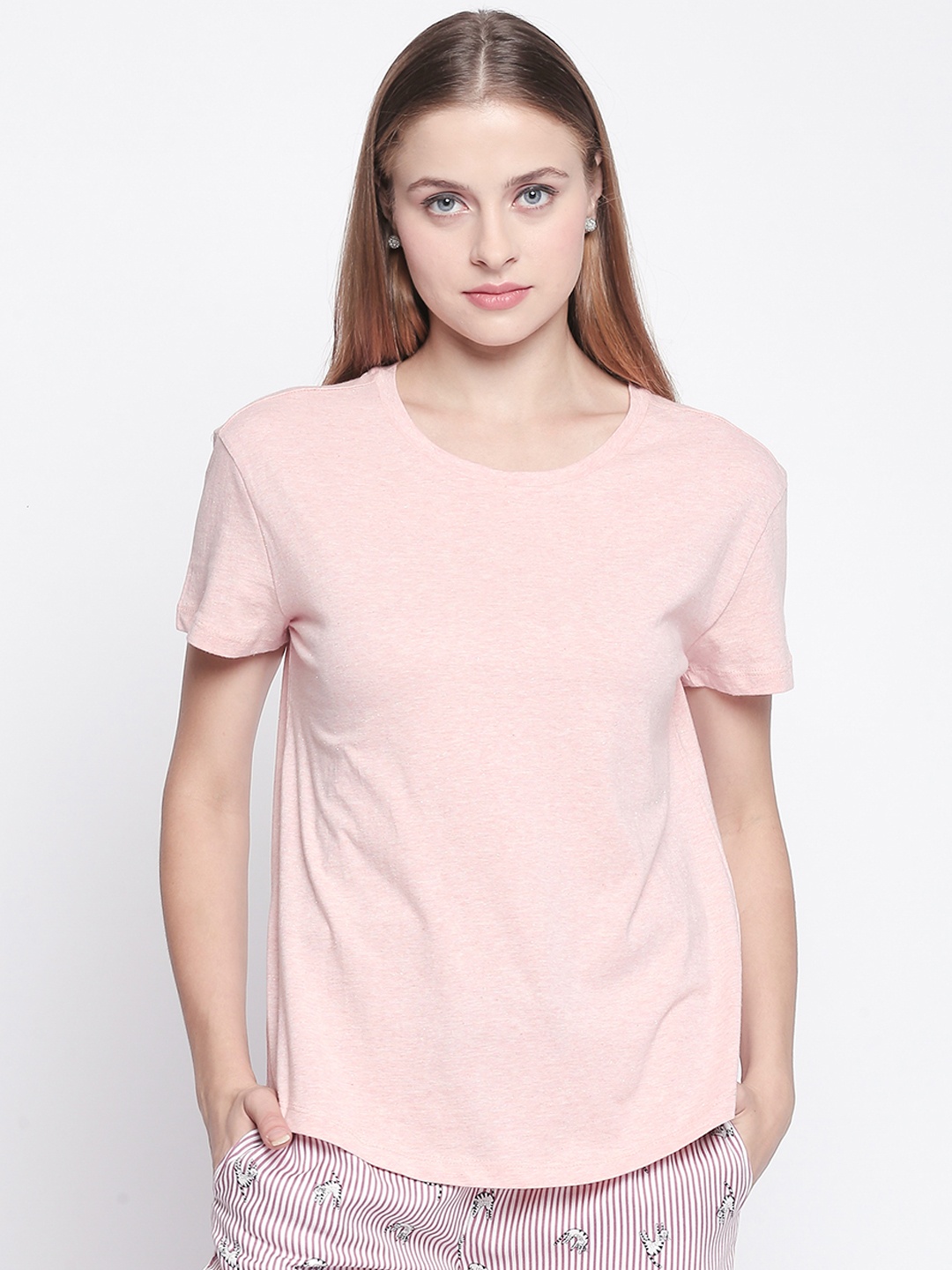 

Dreamz by Pantaloons Women Pink Solid Lounge T-Shirt