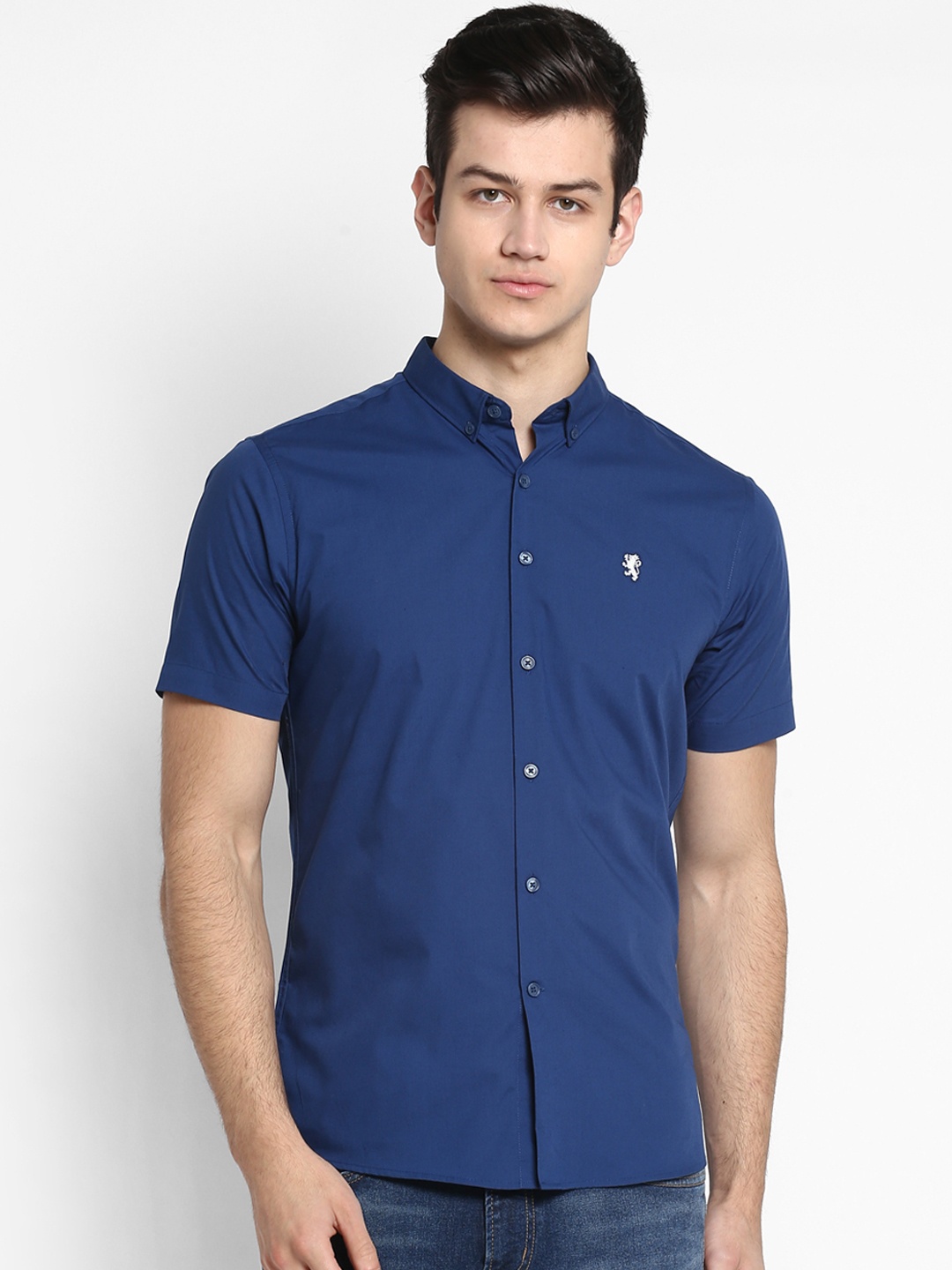 Red Tape Men Navy Blue Regular Fit Solid Casual Shirt