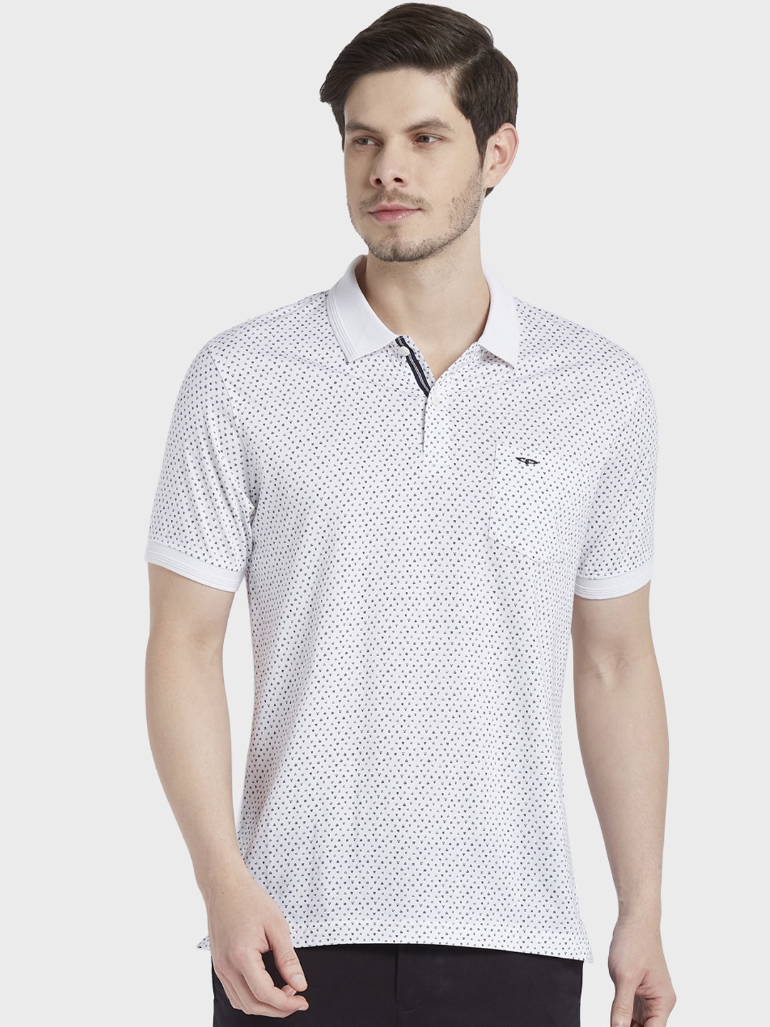 

ColorPlus Men White Printed Polo Collar T-shirt