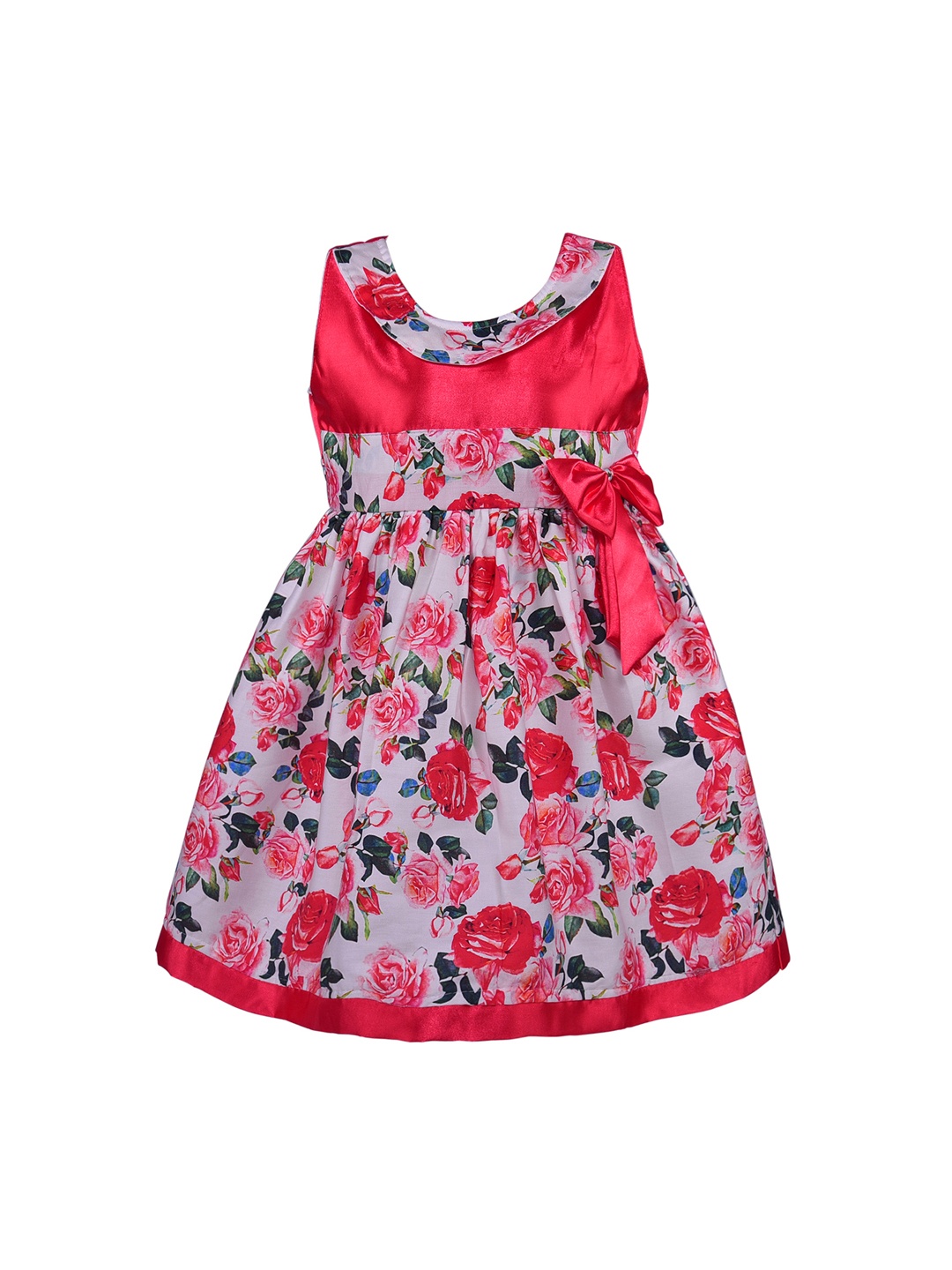 

Wish Karo Girls Red & Pink Printed Fit and Flare Dress