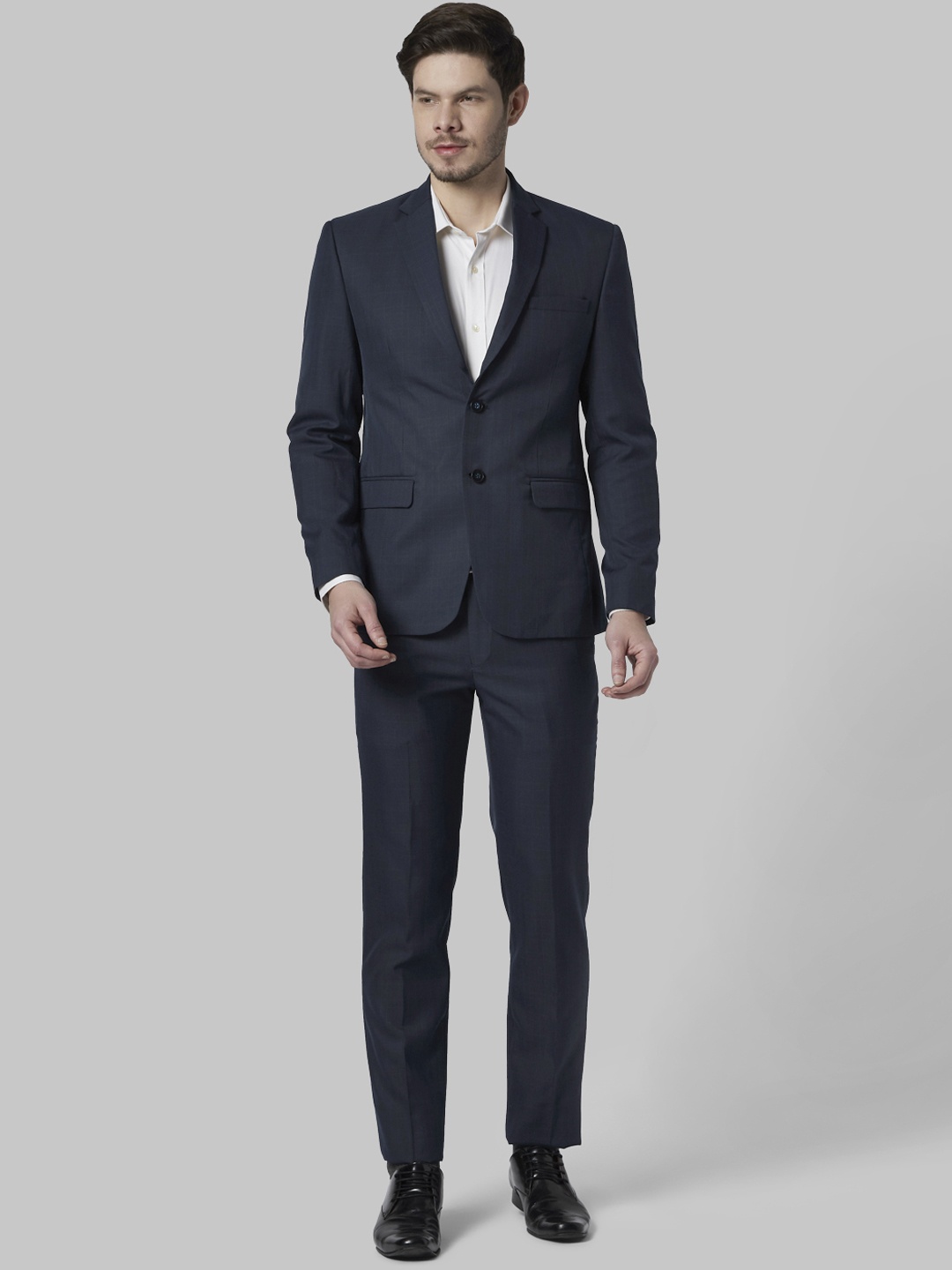 

Park Avenue Men Blue Checked Super Slim-Fit Single-Breasted Formal Suit