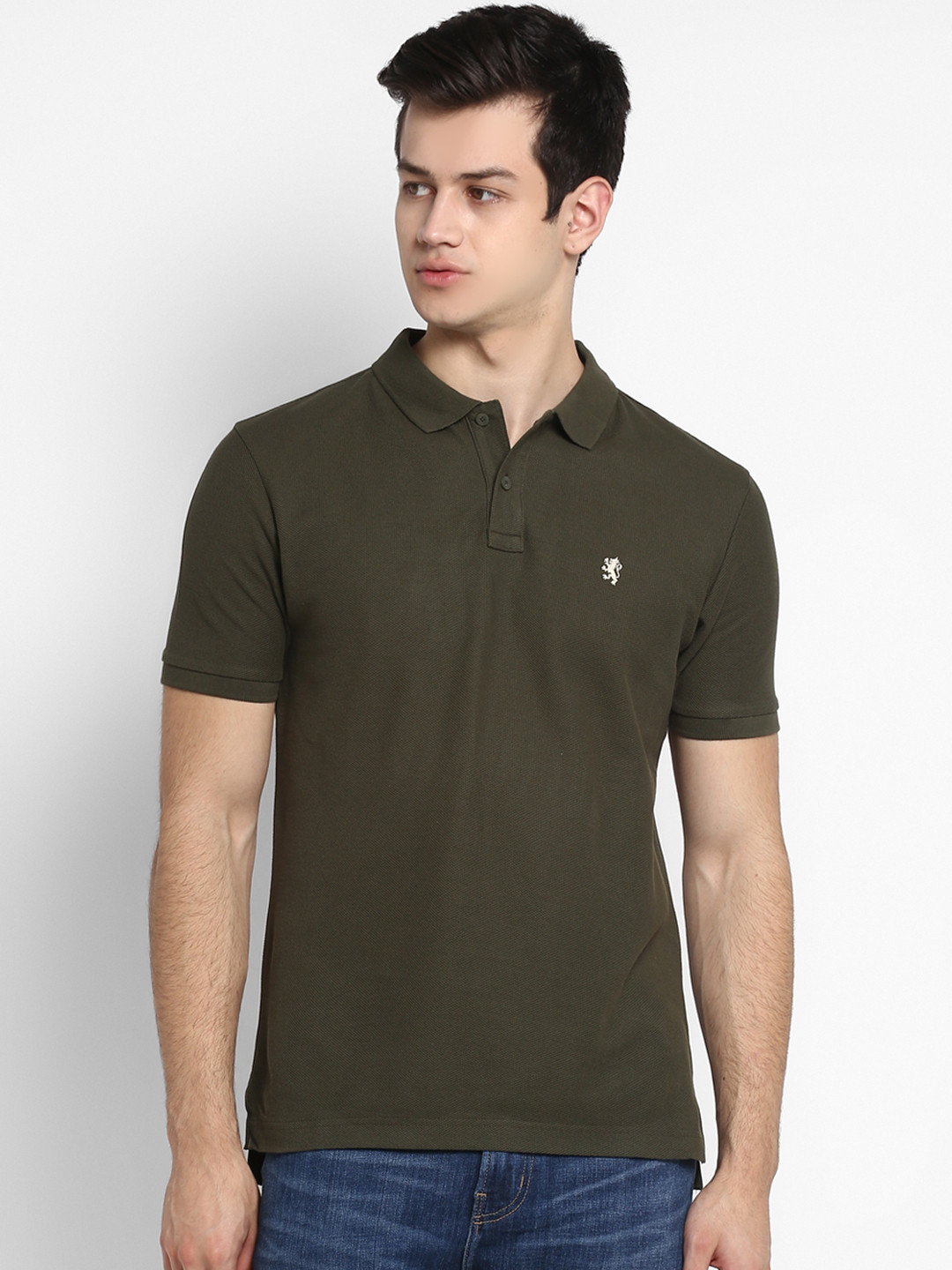 

Red Tape Men Olive Green Solid Polo Collar T-shirt