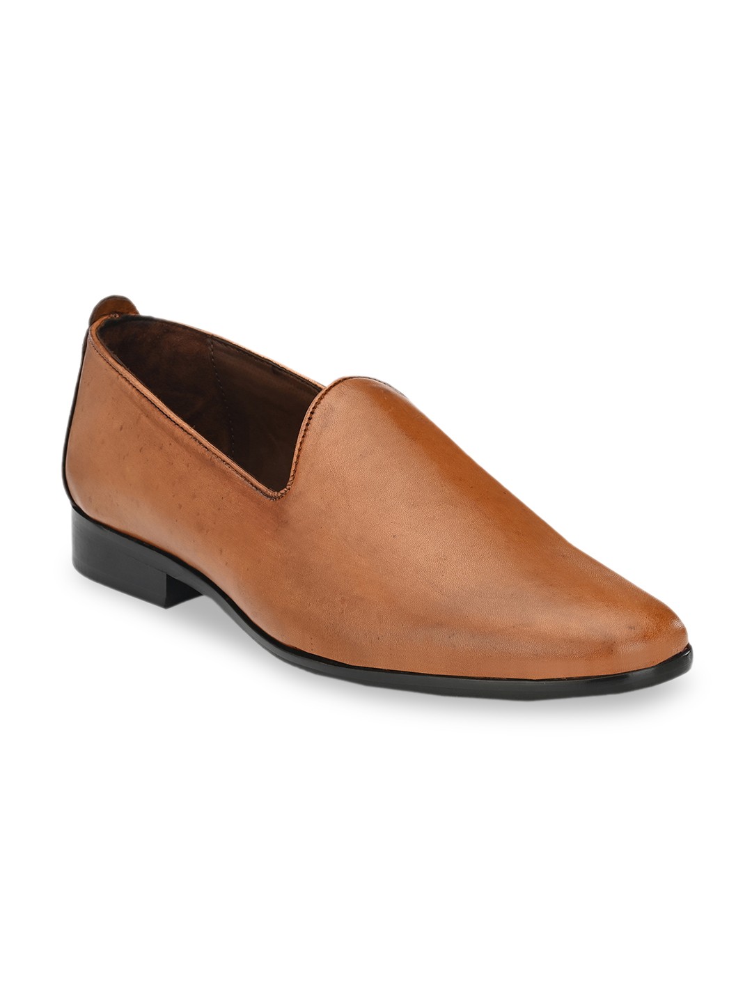 

San Frissco Men Tan Brown Leather Formal Slip-on Shoes