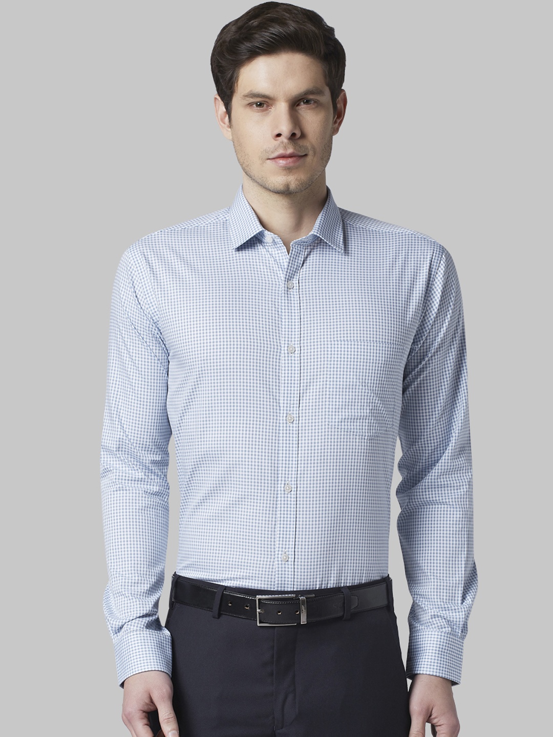 

Park Avenue Men Blue & White Slim Fit Printed Formal Shirt