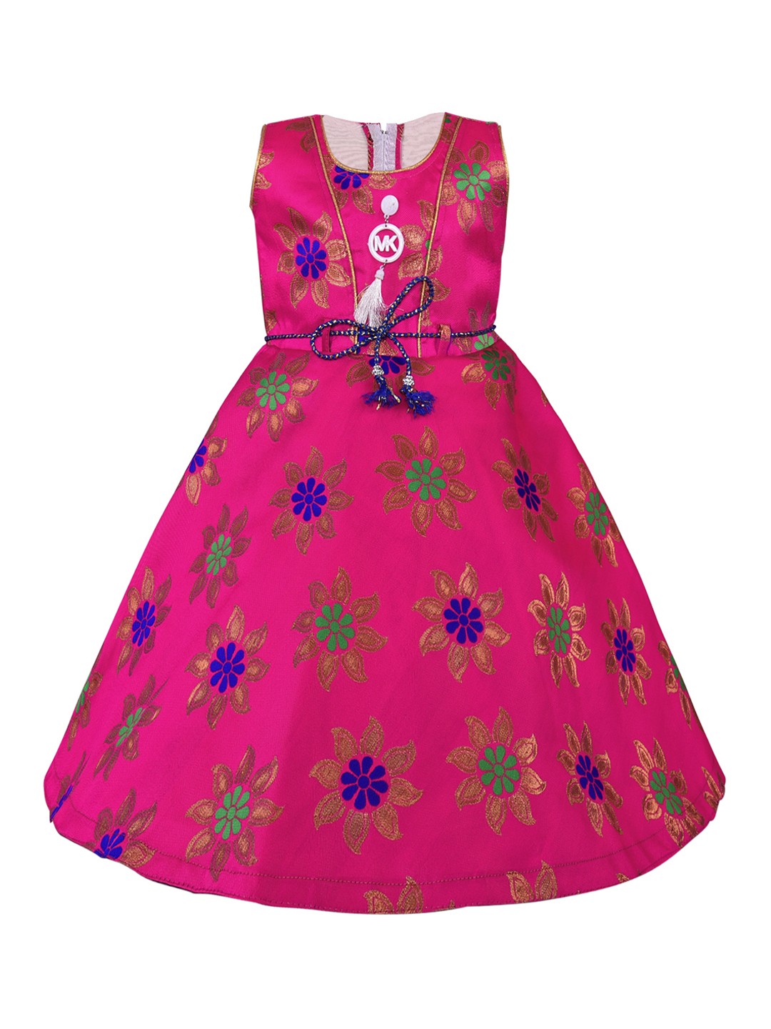 

Wish Karo Girls Pink Printed Maxi Dress