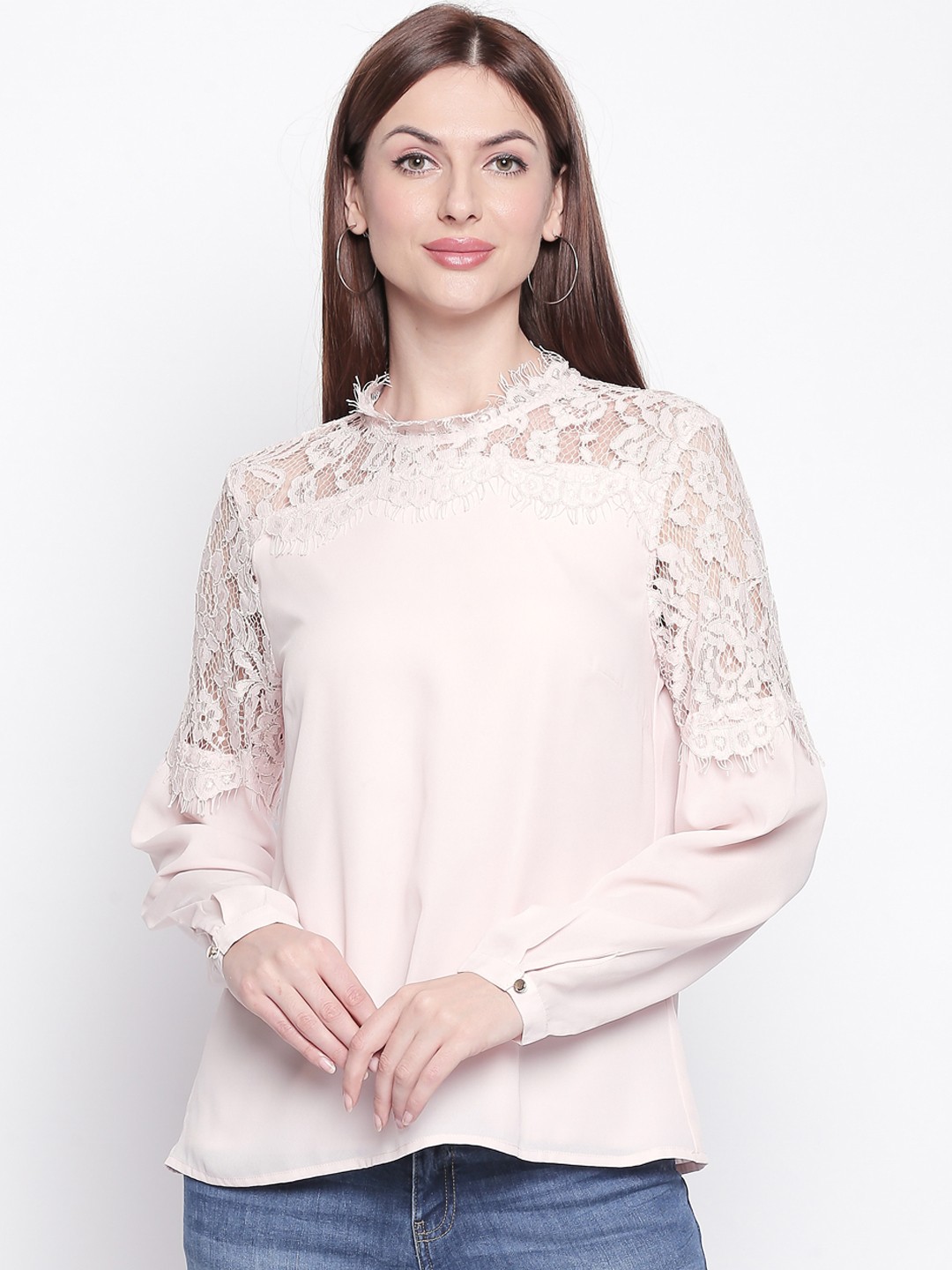 

Forever Glam by Pantaloons Women Pink Self Design Top