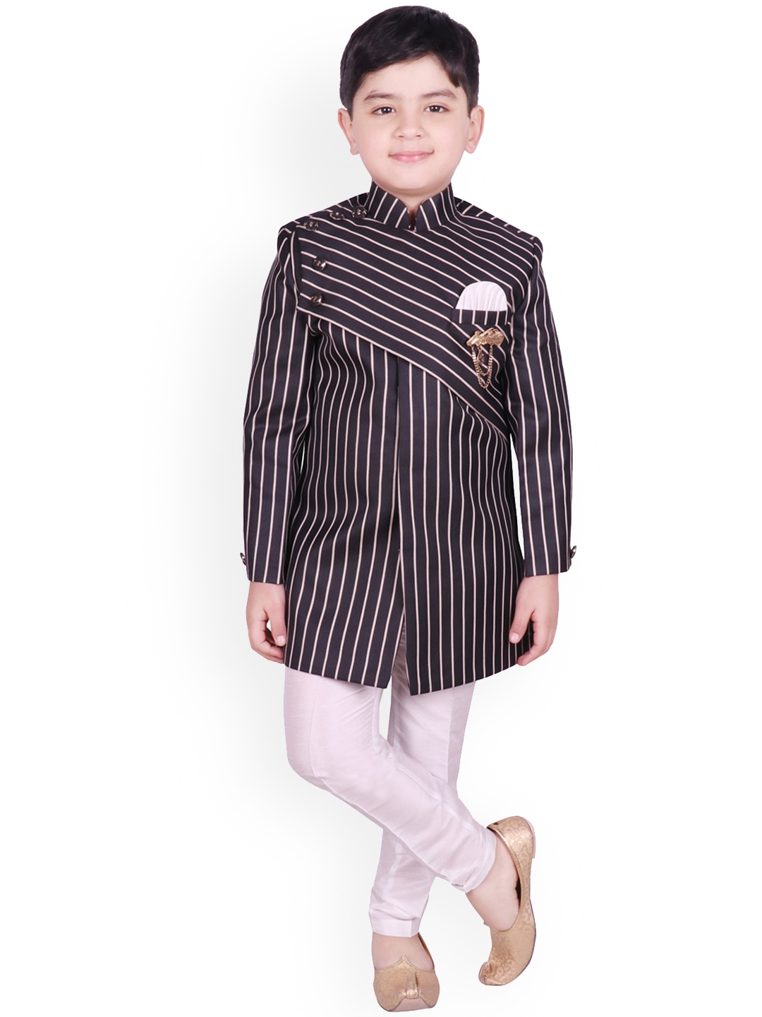 

SG YUVRAJ Boys Black & White Sherwani Set