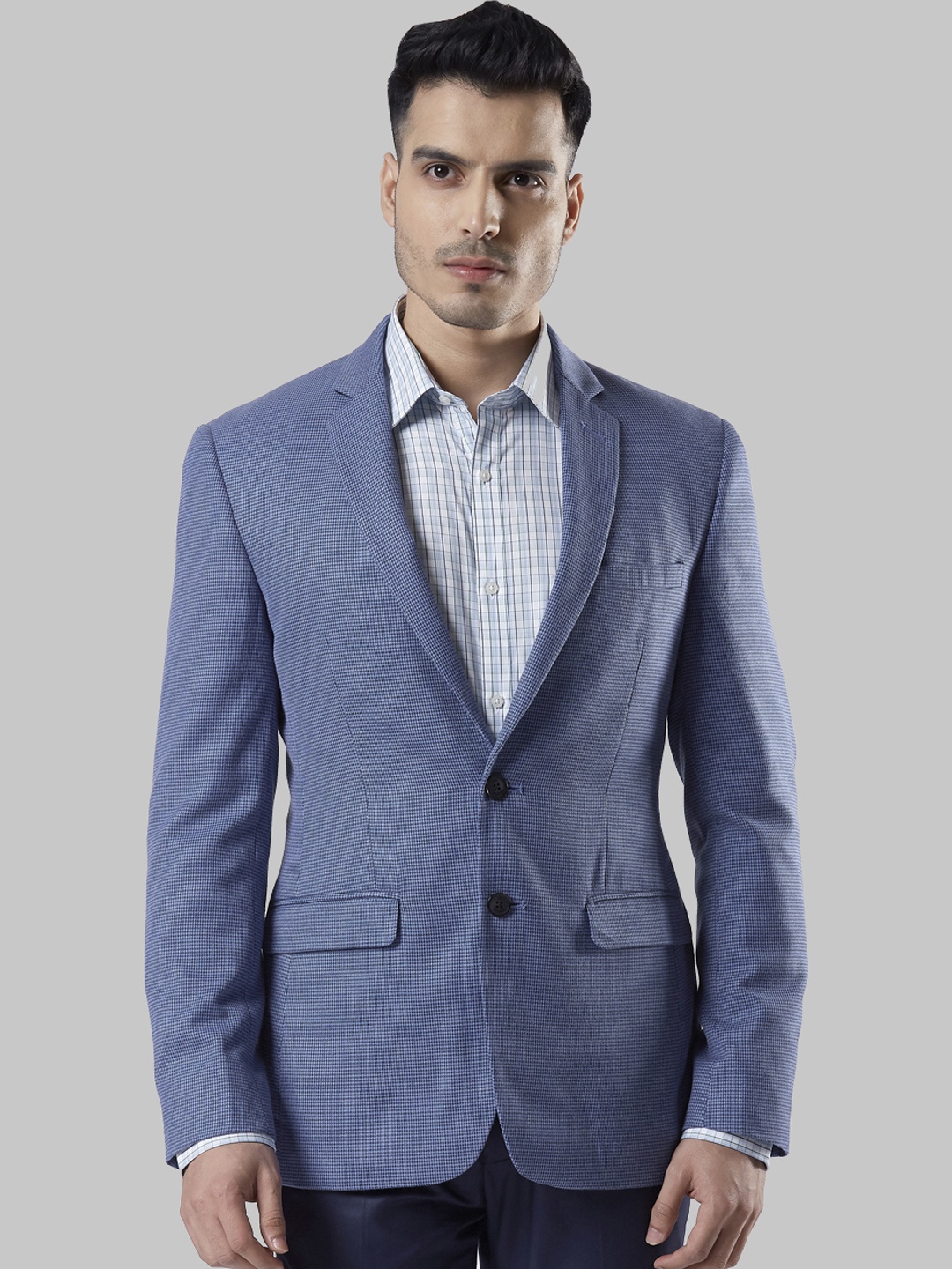 

Raymond Men Blue Self-Design Slim-Fit Single-Breasted Formal Blazer