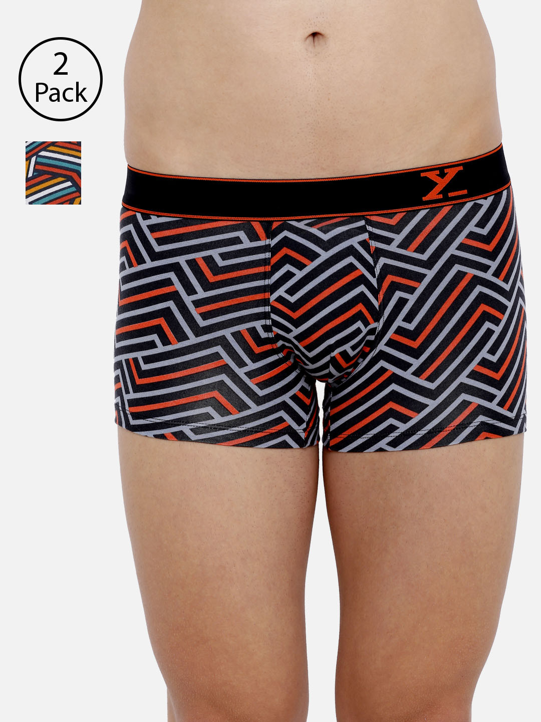 

XYXX Men IntelliSoft Antimicrobial Micro Modal Pack of 2 Linea Trunks XYTRNK2PCKN251, Multi