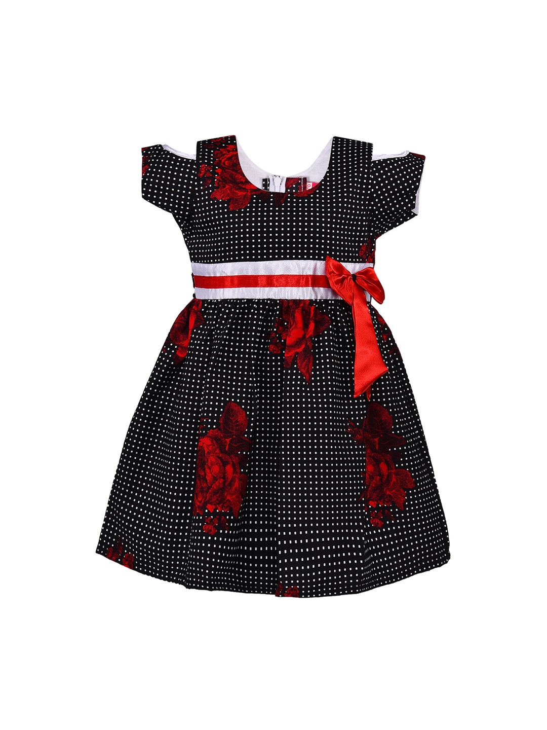 

Wish Karo Girls Black & White Printed Fit and Flare Dress