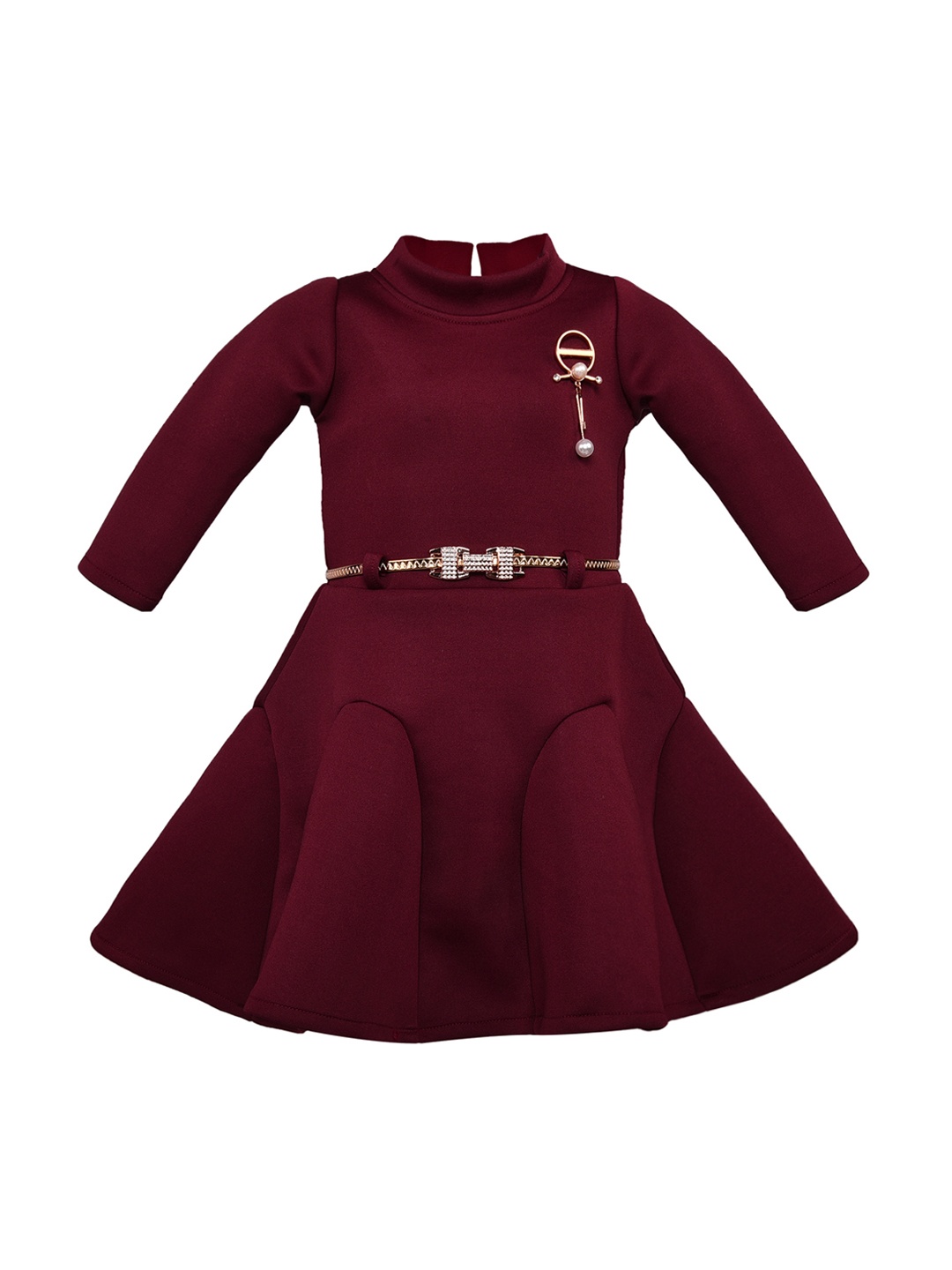 

Wish Karo Girls Burgundy Solid Fit and Flare Dress