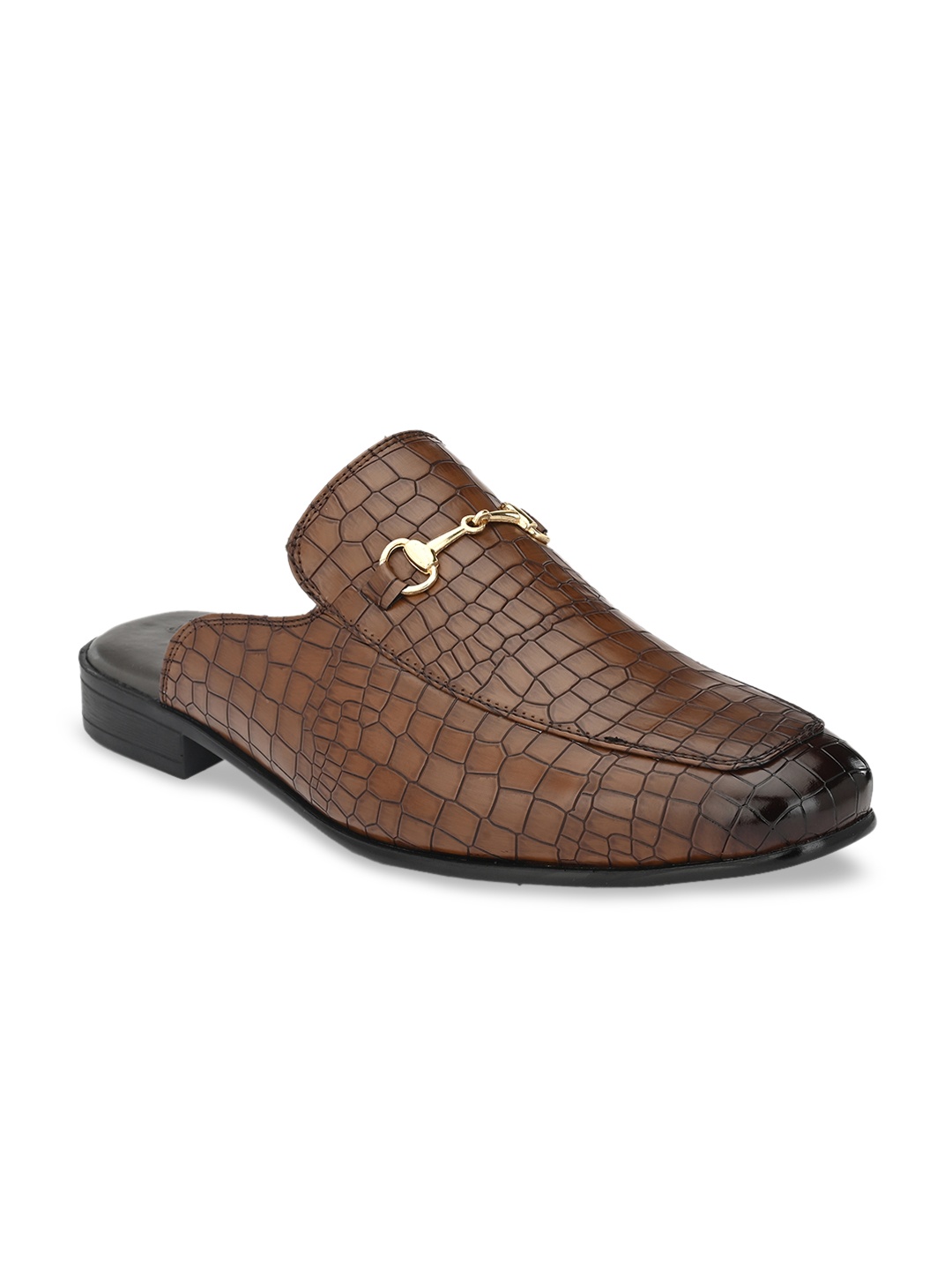 

San Frissco Men Tan Brown Textured Mules