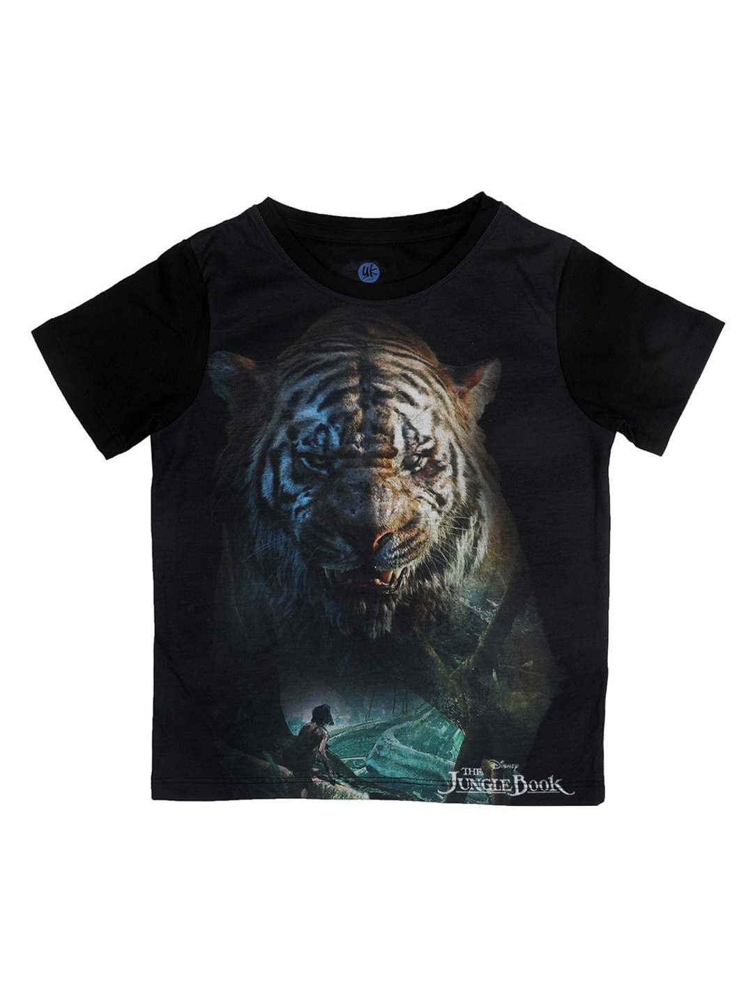 

YK Disney Boys Black Jungle Book Printed Round Neck T-shirt