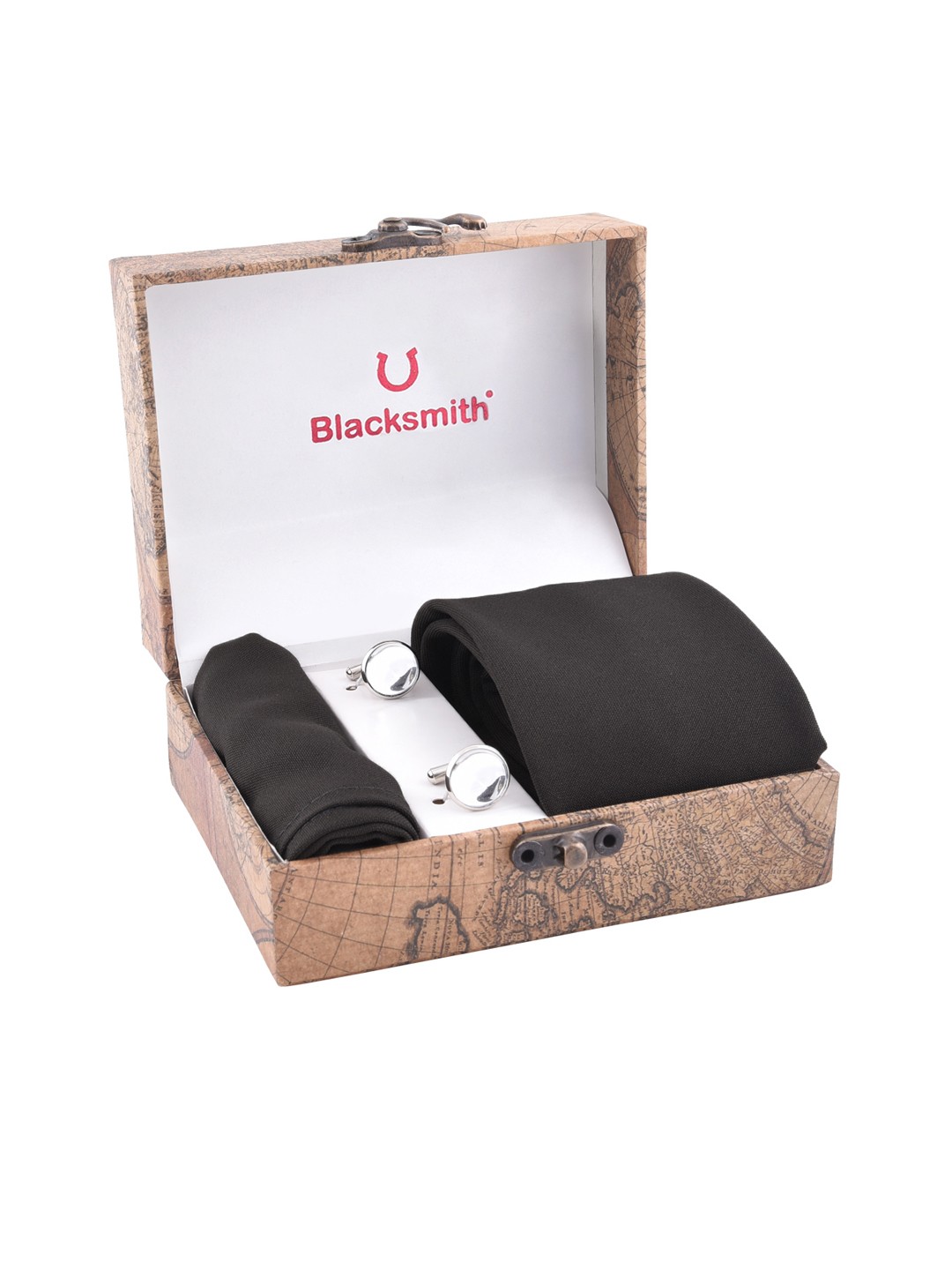 

Blacksmith Men Black Solid Accessory Gift Set, Brown
