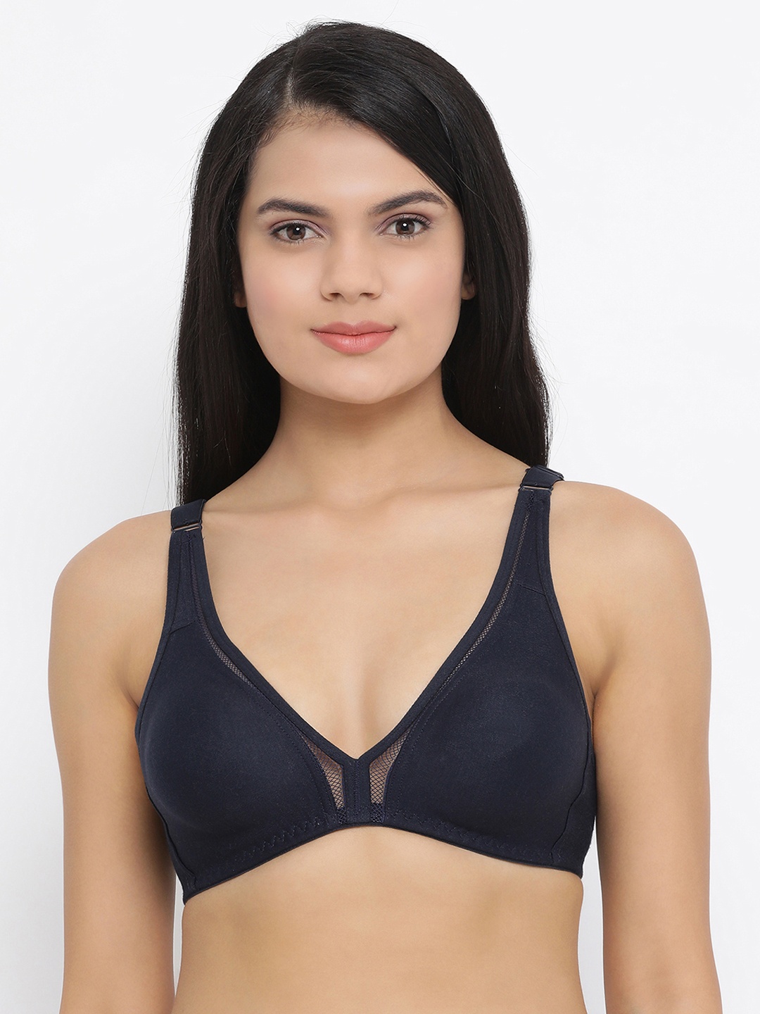

Clovia Navy Blue Solid Cotton Non-Padded T-Shirt Bra BR2048P0832B