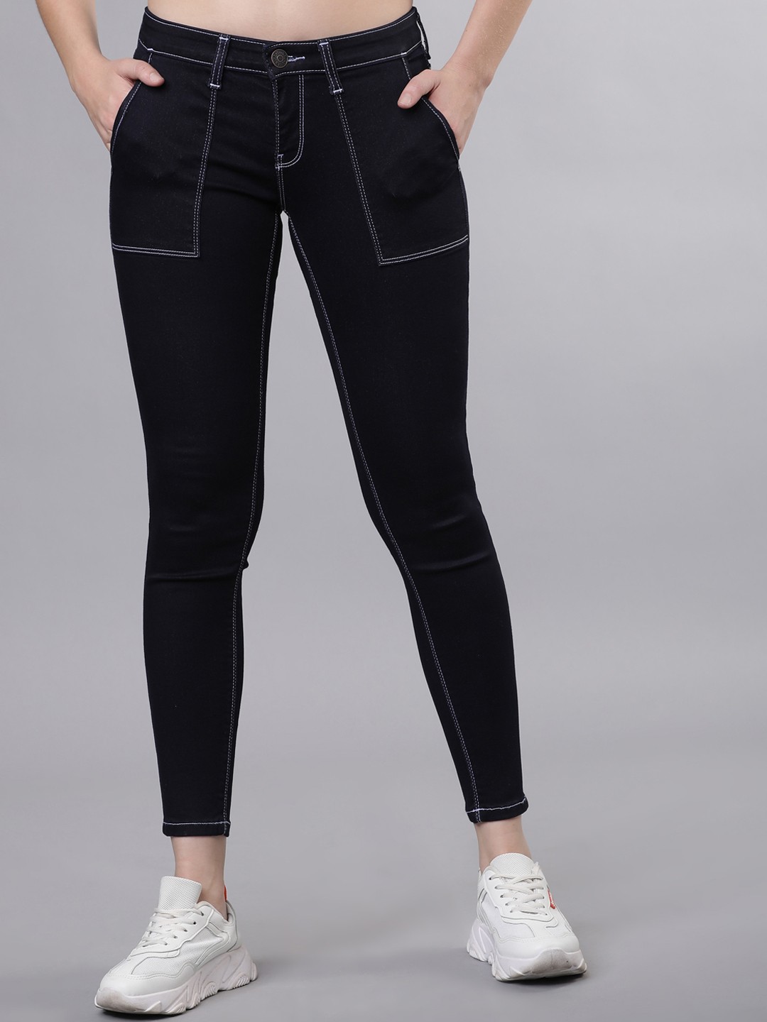 

Tokyo Talkies Women Navy Blue Skinny Fit Mid-Rise Clean Look Stretchable Jeans
