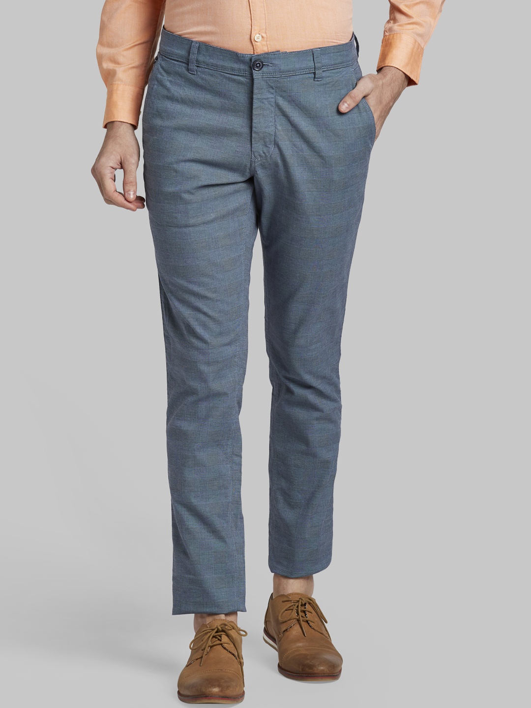 

Parx Men Blue Tapered Fit Solid Regular Trousers