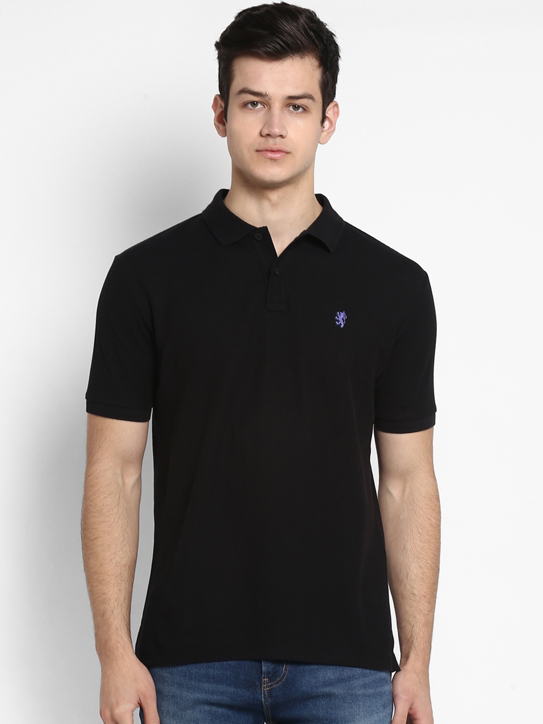 

Red Tape Men Black Solid Polo Collar T-shirt