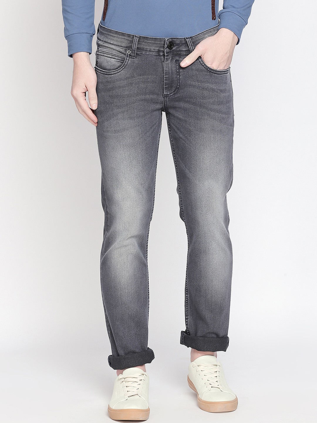 

Basics Men Grey Skinny Fit Low-Rise Clean Look Stretchable Jeans