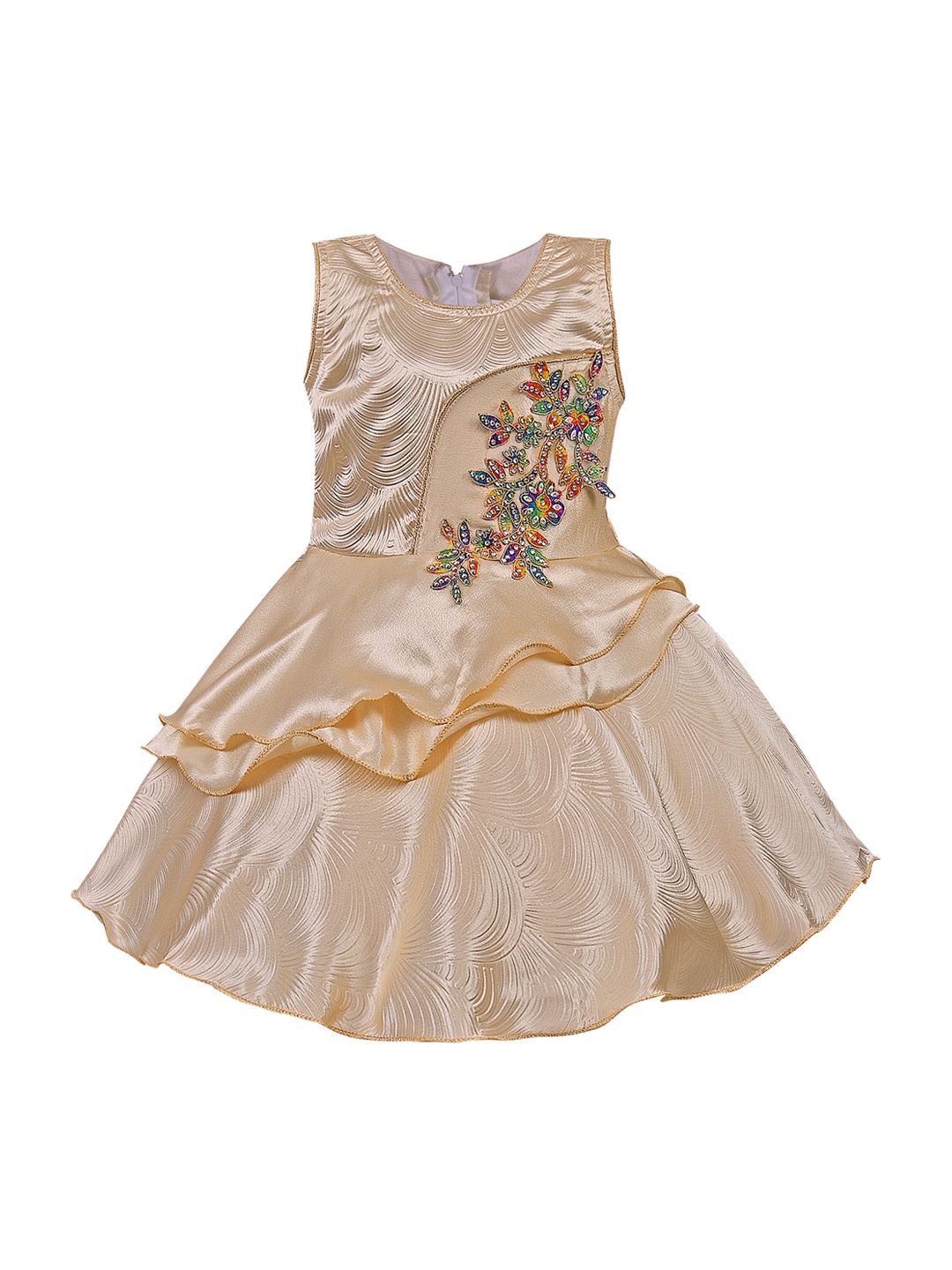 

Wish Karo Girls Beige Embellished Fit and Flare Dress
