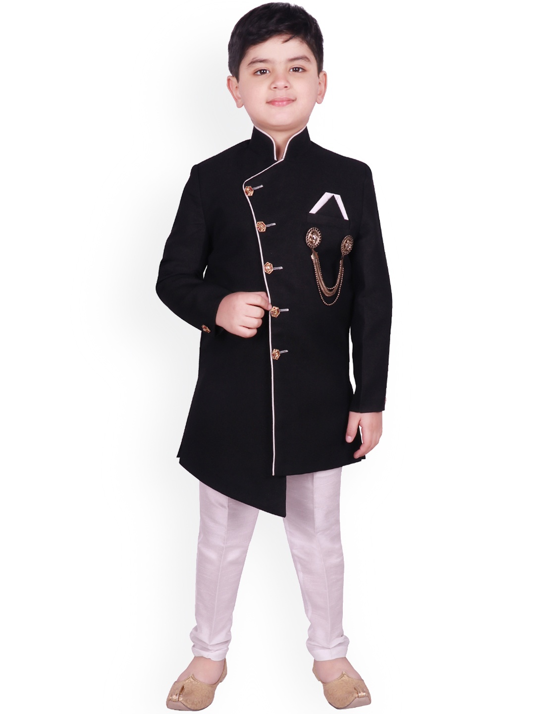 

SG YUVRAJ Boys Black & White Sherwani Set