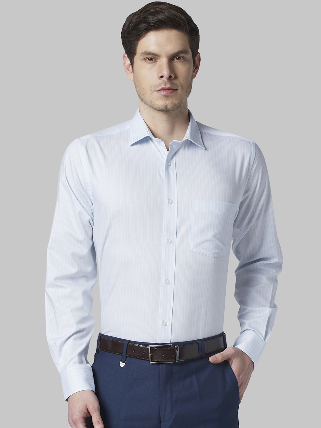 

Park Avenue Men Blue & White Regular Fit Striped Formal Shirt