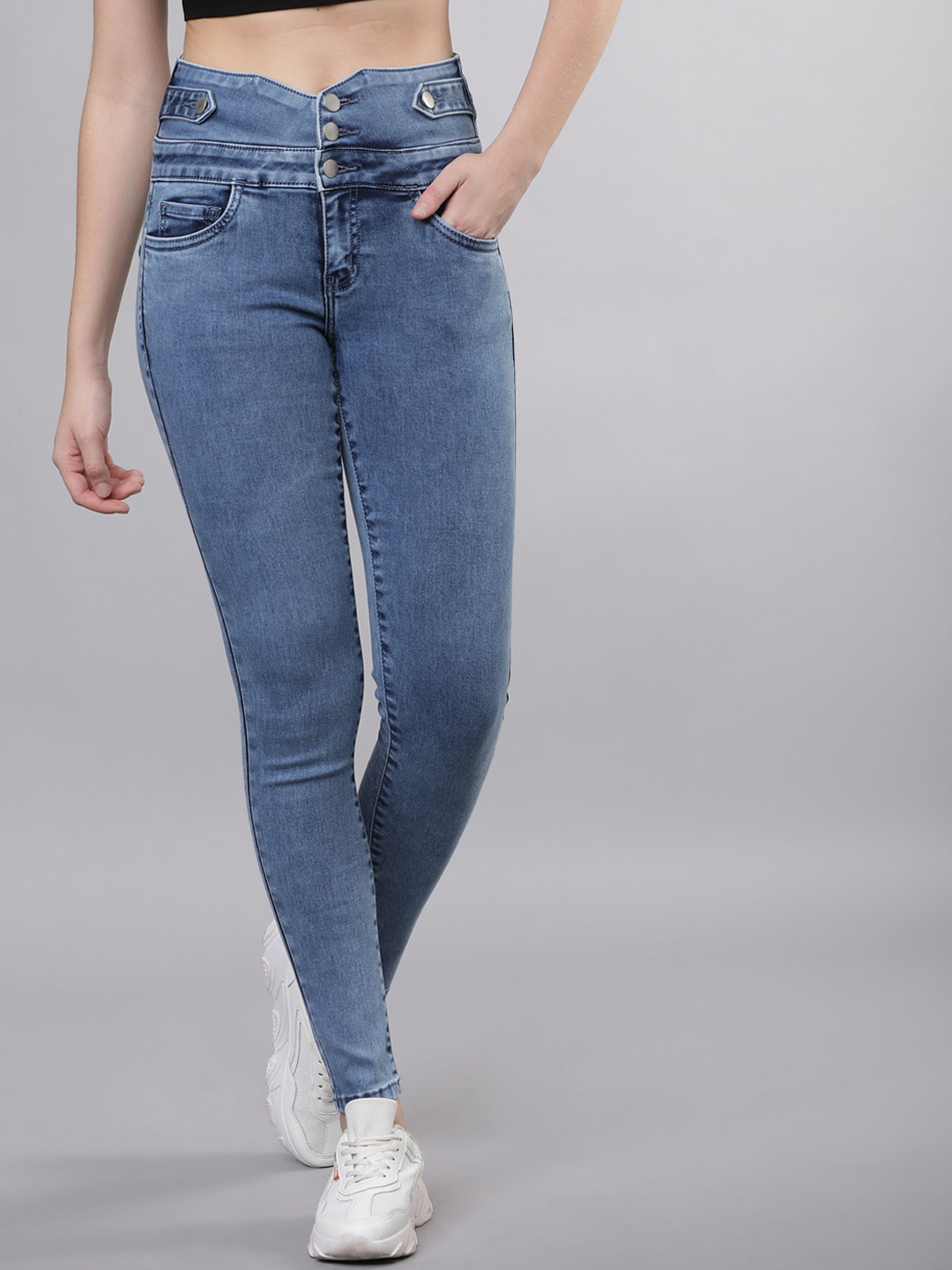 

Tokyo Talkies Women Blue Slim Fit Mid-Rise Clean Look Stretchable Jeans