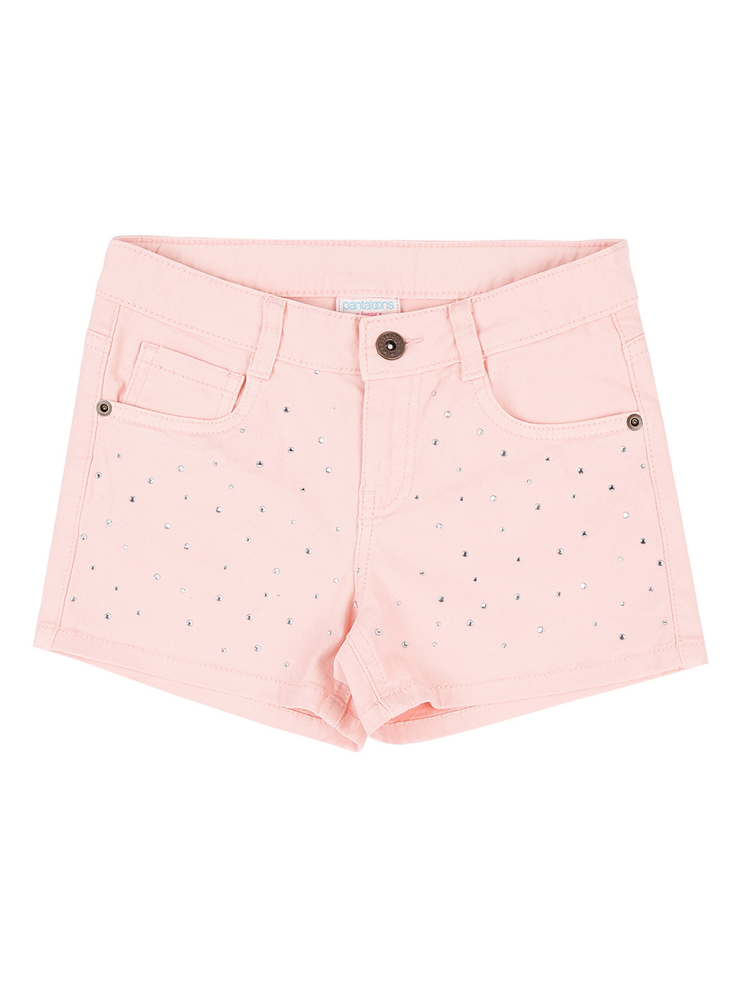 

Pantaloons Junior Girls Pink Solid Regular Fit Denim Shorts