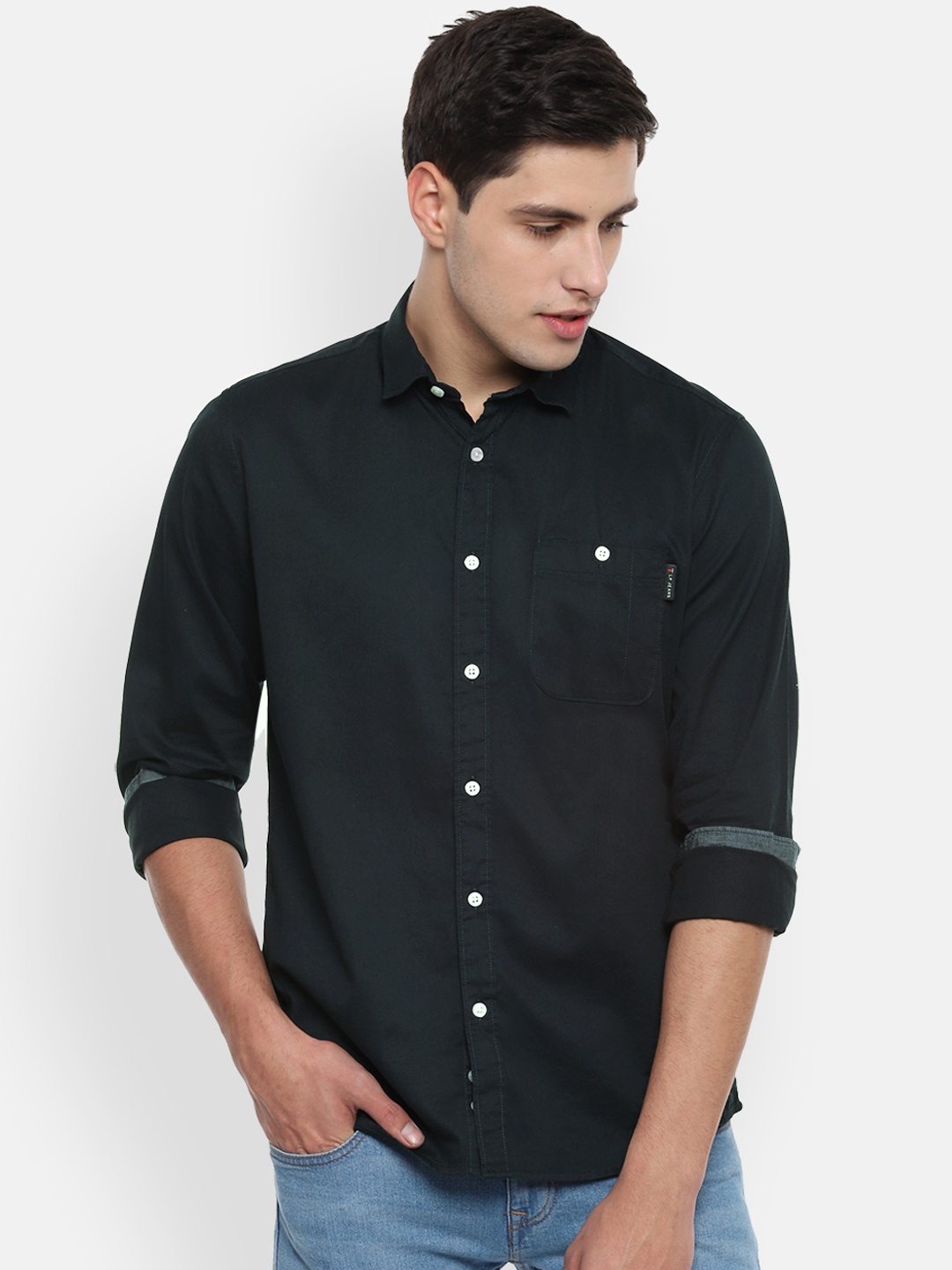 

Louis Philippe Jeans Men Black Slim Fit Solid Casual Shirt