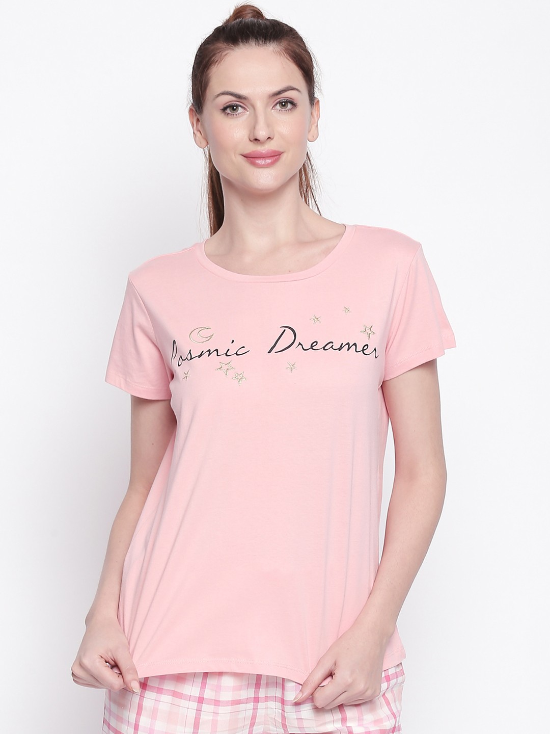 

Dreamz by Pantaloons Women Pink Printed Lounge tshirt
