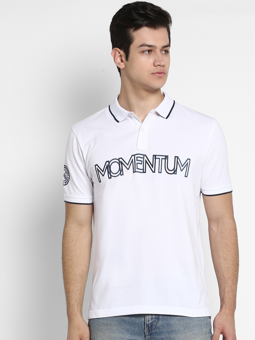 

Red Tape Men White Printed Polo Collar T-shirt