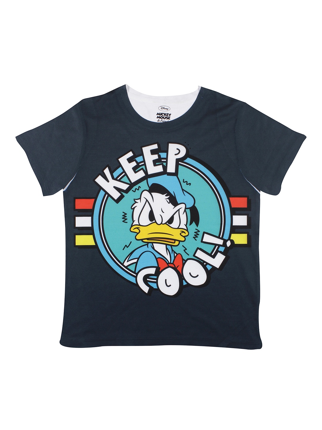 YK Disney Boys Navy Blue Donald Duck Printed Round Neck T-shirt