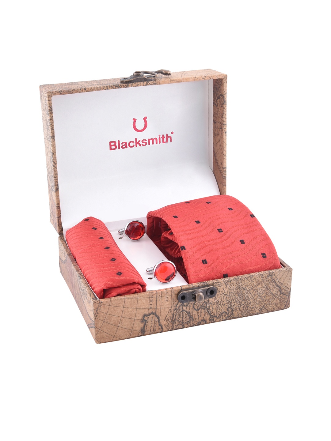 Blacksmith Men Red & Black Patterned Accessory Gift Set
