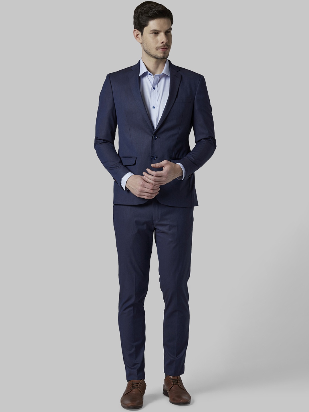 

Park Avenue Men Navy Blue Solid Single-Breasted Formal Suit