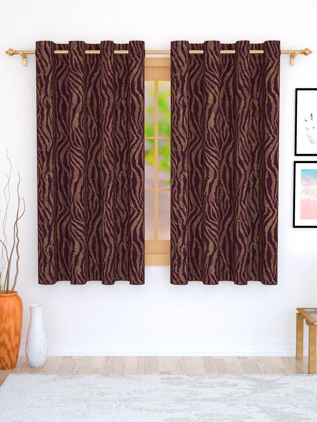 

Story@home Magenta Set of 2 Jacquard Textured Window Curtains