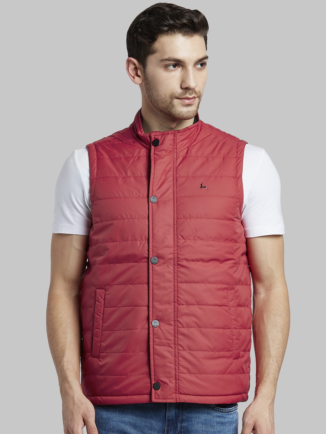

Parx Men Coral Red Solid Padded Jacket