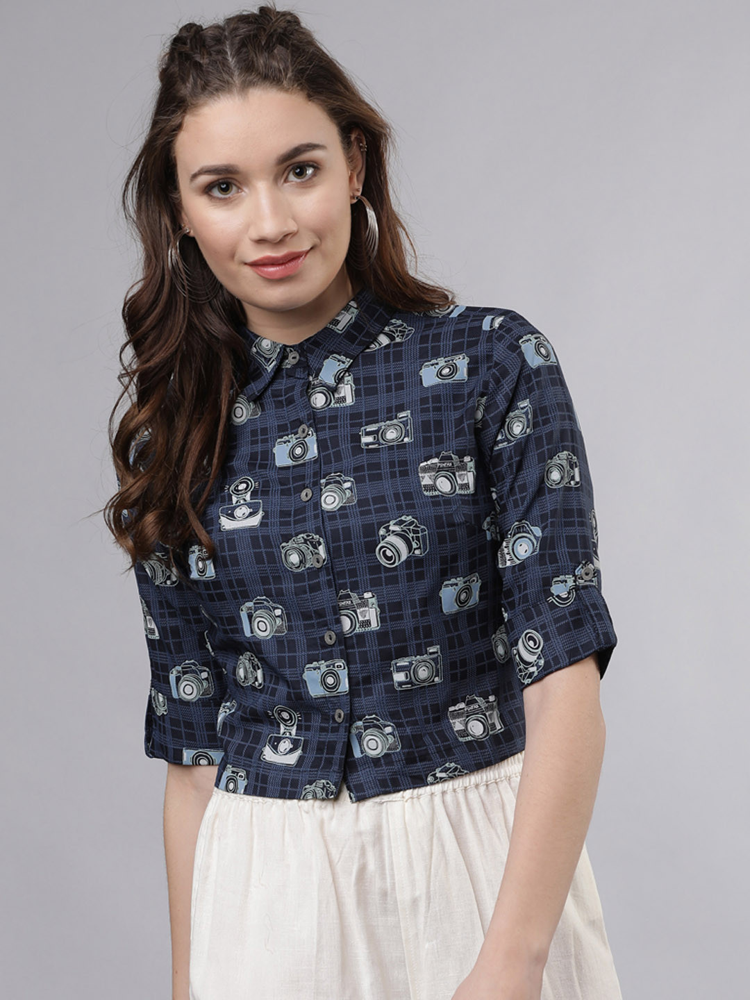 

Vishudh Women Blue Regular Fit Printed Casual Shirt