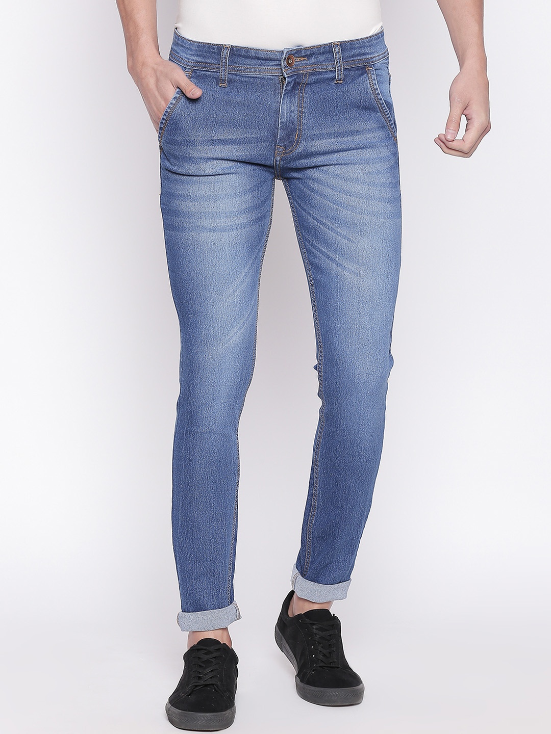 High Star Men Blue Slim Fit Mid-Rise Clean Look Stretchable Jeans