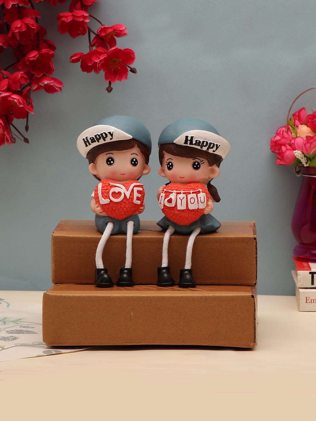 

TIED RIBBONS Brown & Blue Romantic Couple Showpiece, Multi