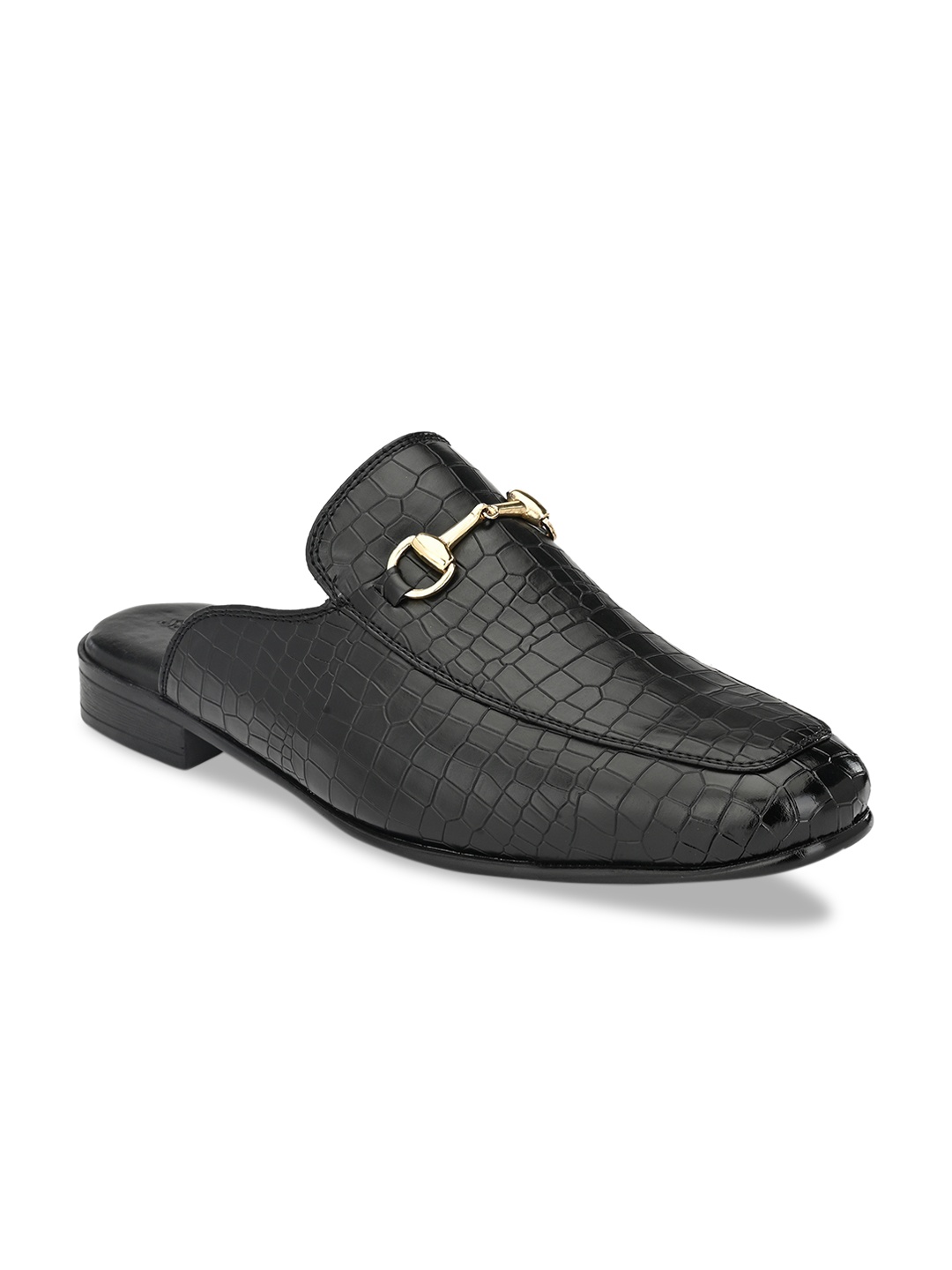

San Frissco Men Black Textured Mules