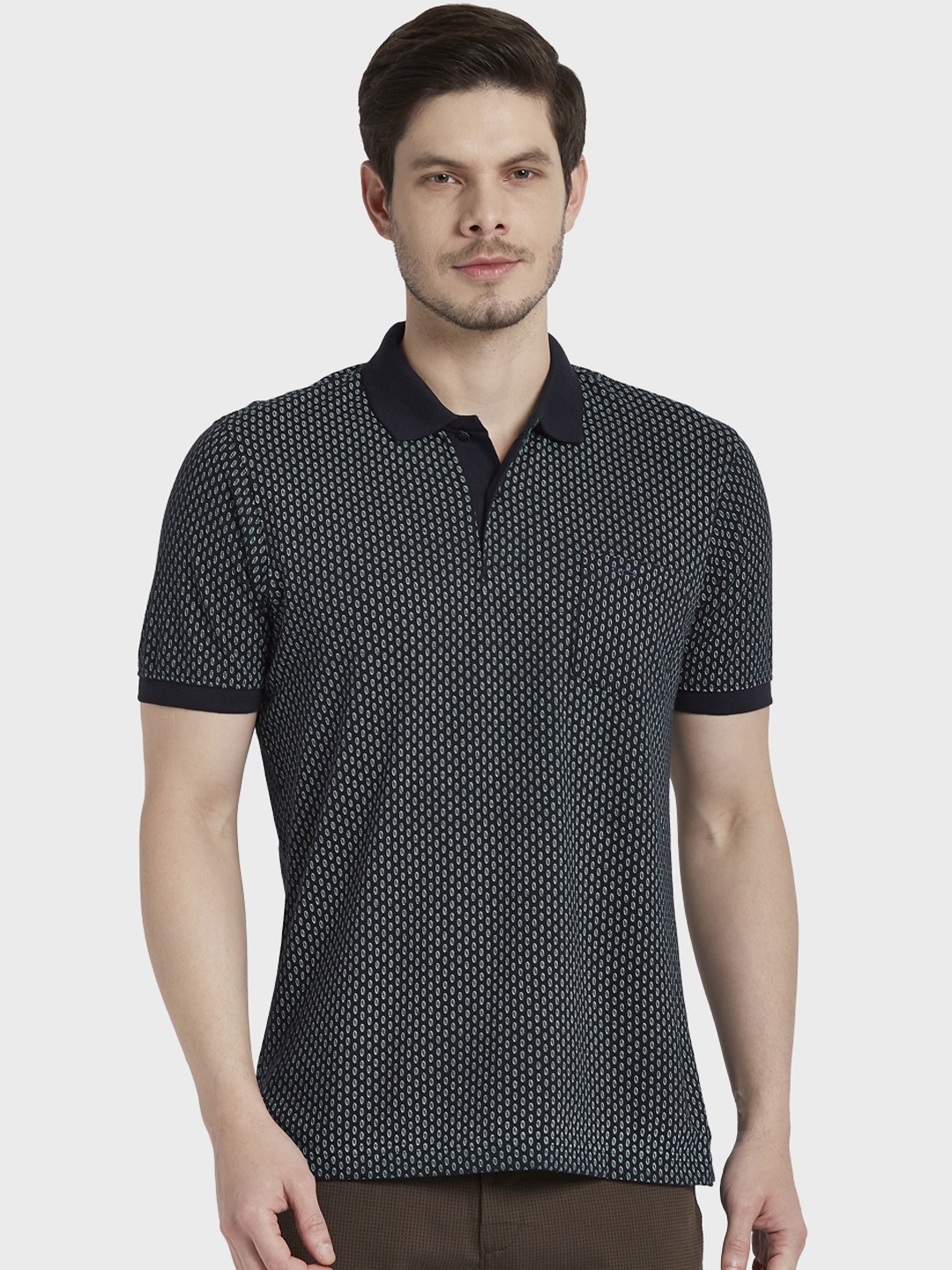 

ColorPlus Men Navy Blue Printed Polo Collar T-shirt