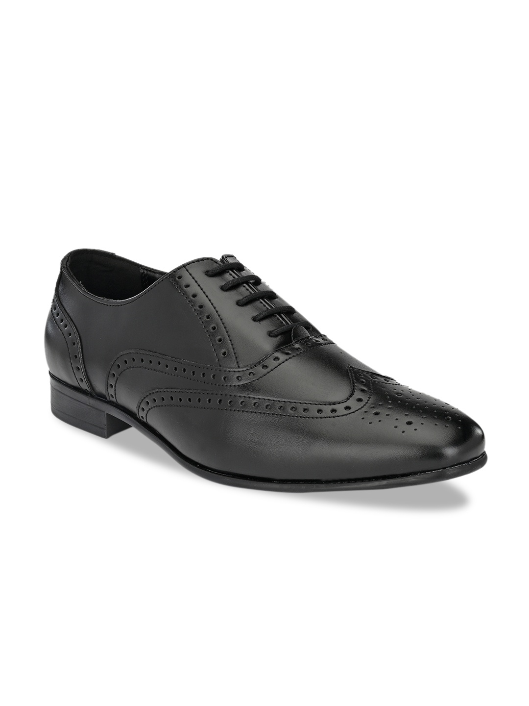

San Frissco Men Black Textured Formal Brogues