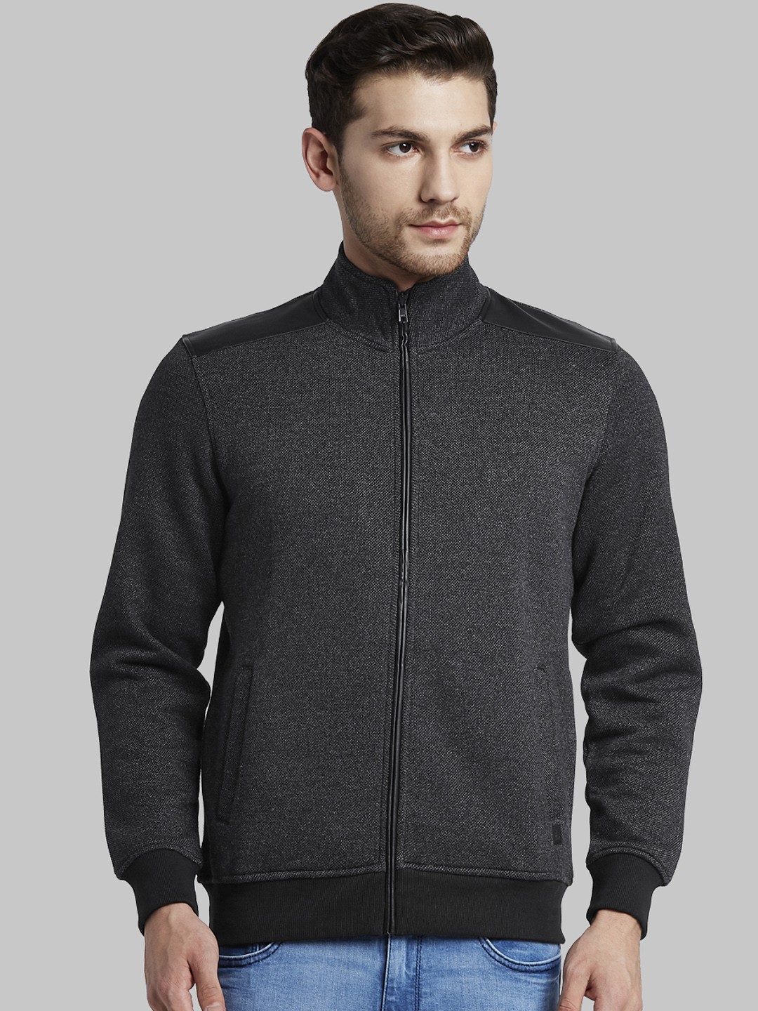 

Parx Men Charcoal Grey Solid Sweatshirt
