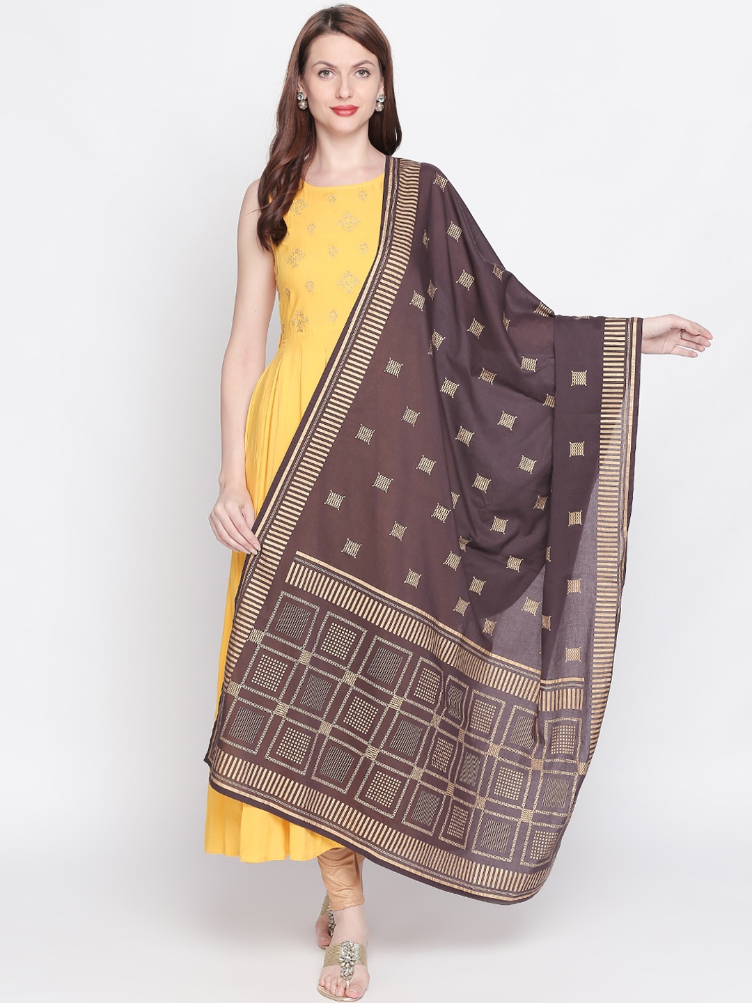 

RANGMANCH BY PANTALOONS Brown Printed Dupatta